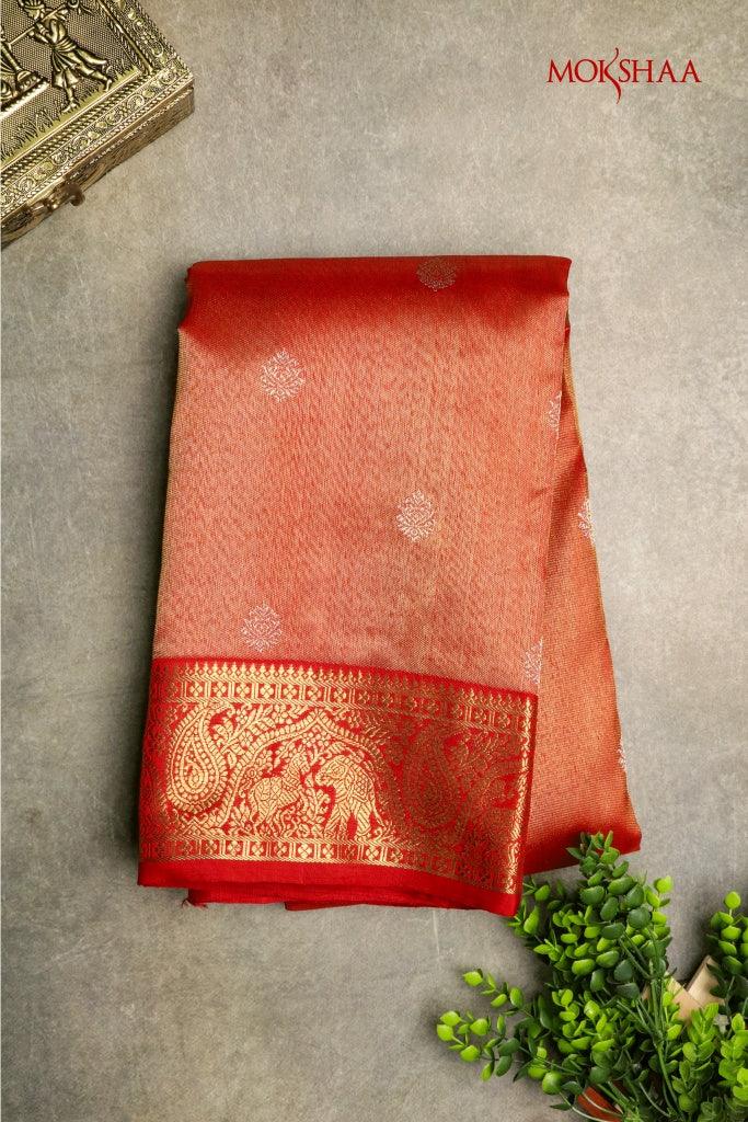 Red Kanchivaram Silk Saree | Mokshaa