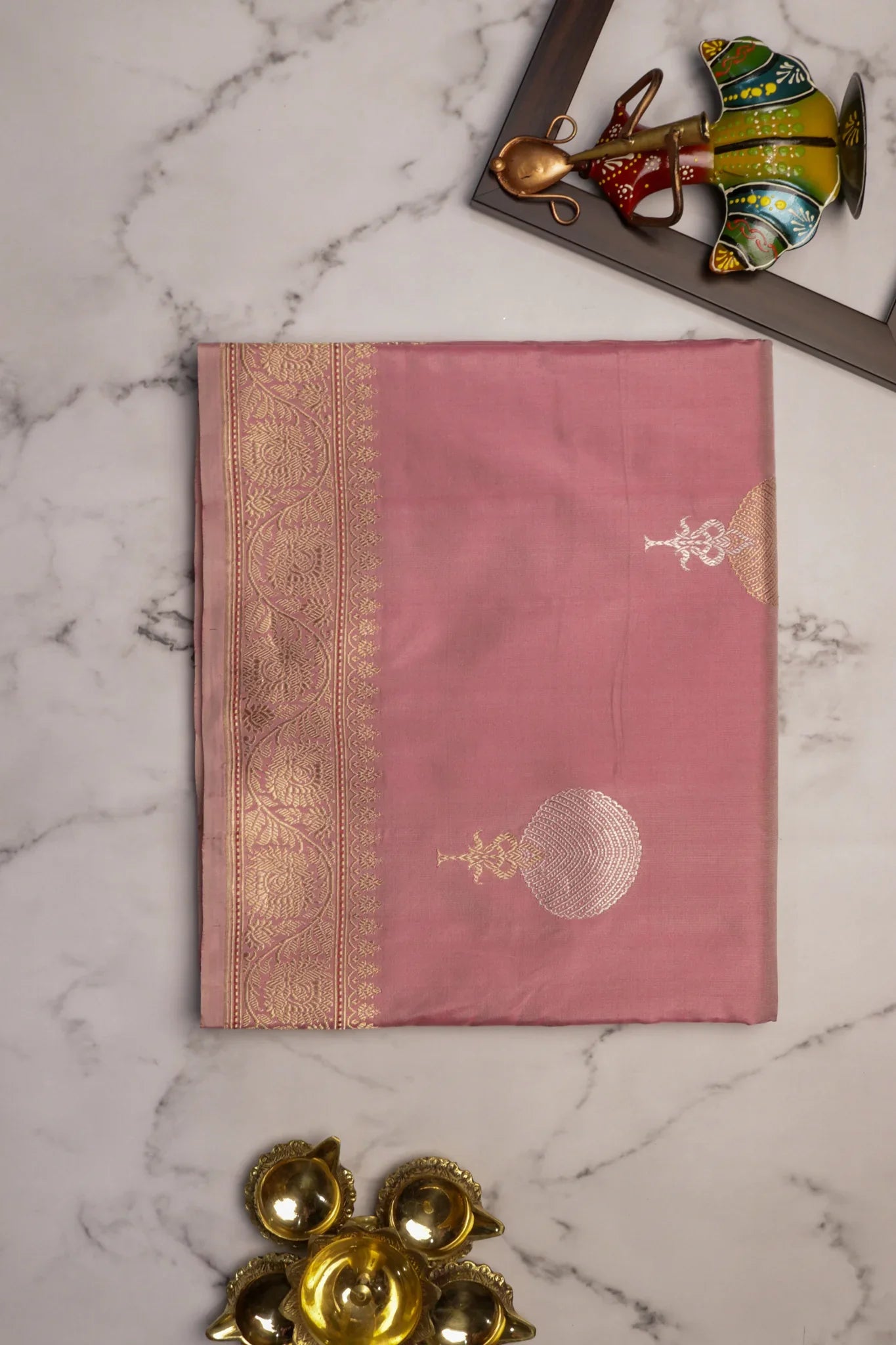 Light Pink Banarasi Zari Silk Saree | Mokshaa