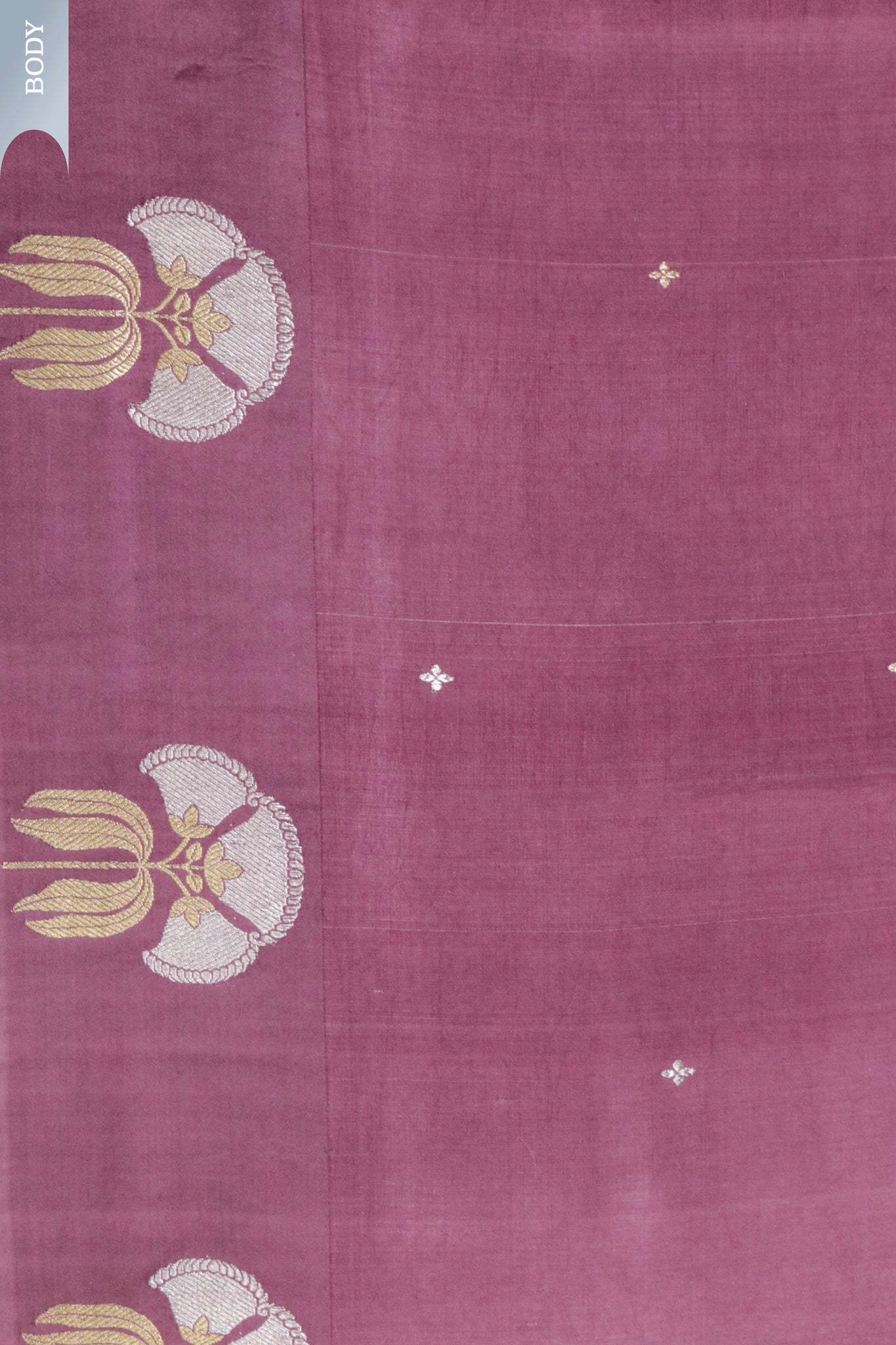Dusty Pink Banarasi Chanderi Silk Saree with Small Motifs & Brocade Blouse