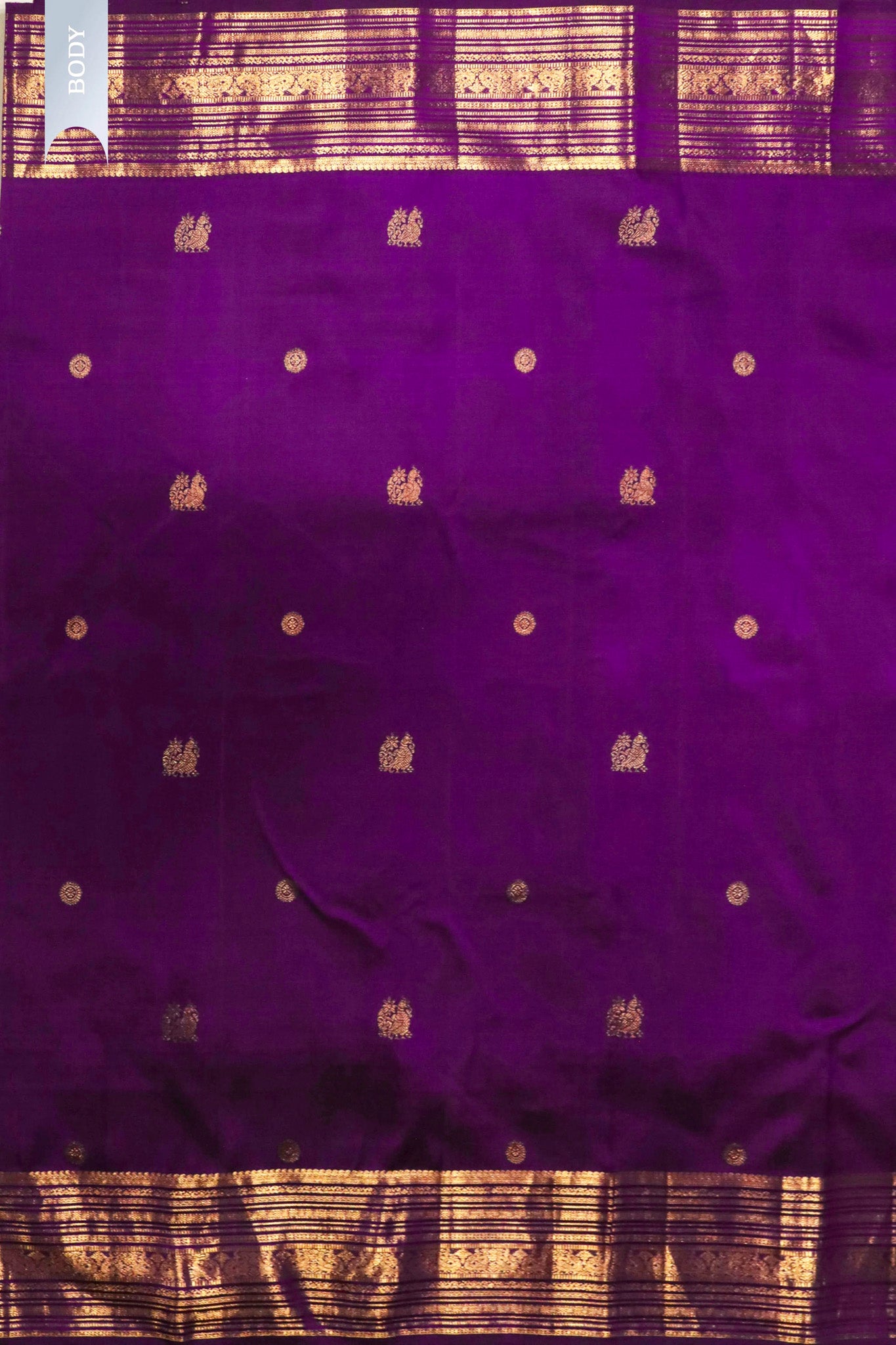 Purple Kanchivaram Silk Saree with Zari Butti