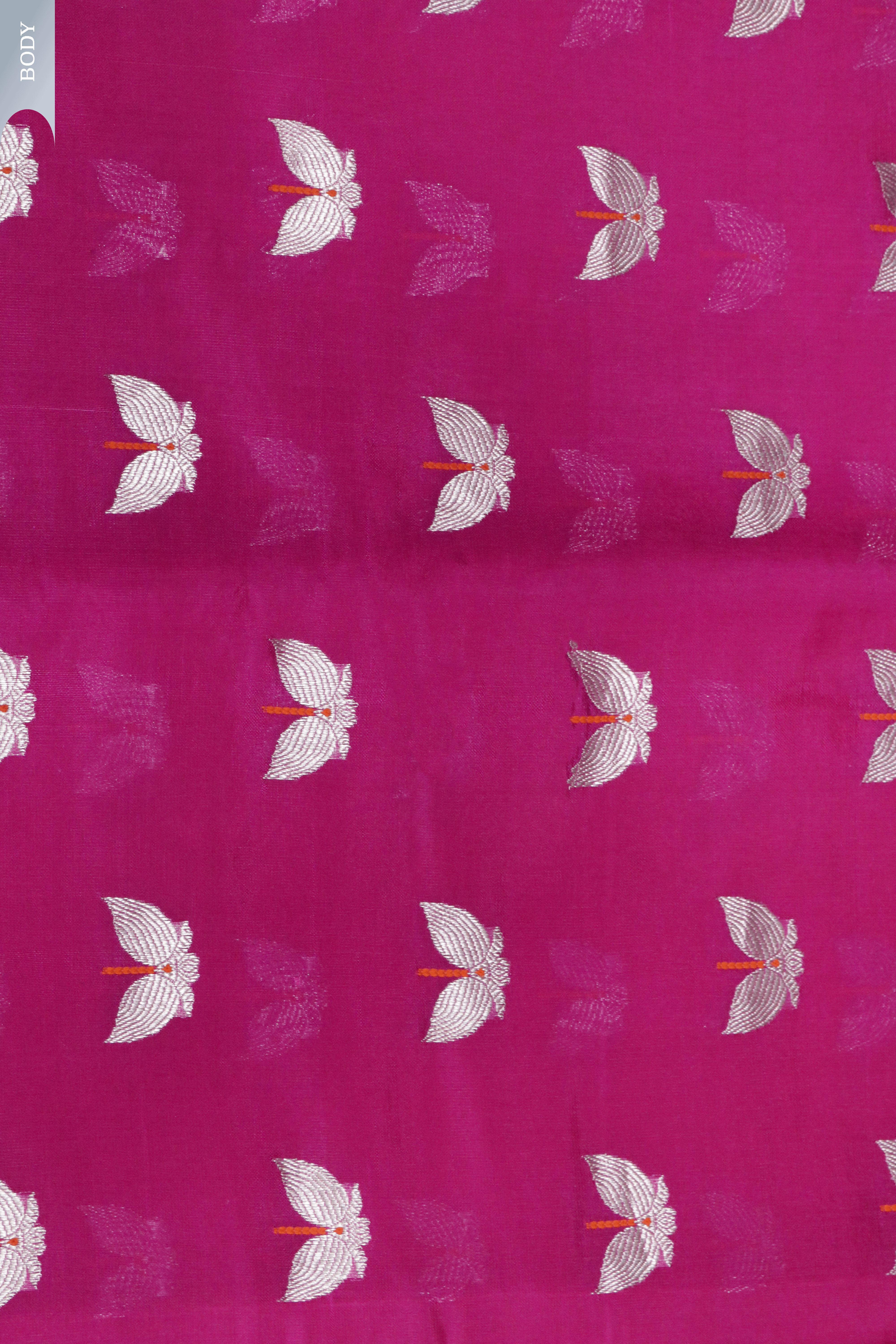 Rani Pink Banarasi Chanderi Silk Saree with Silver Butti and Dual Blouse Options