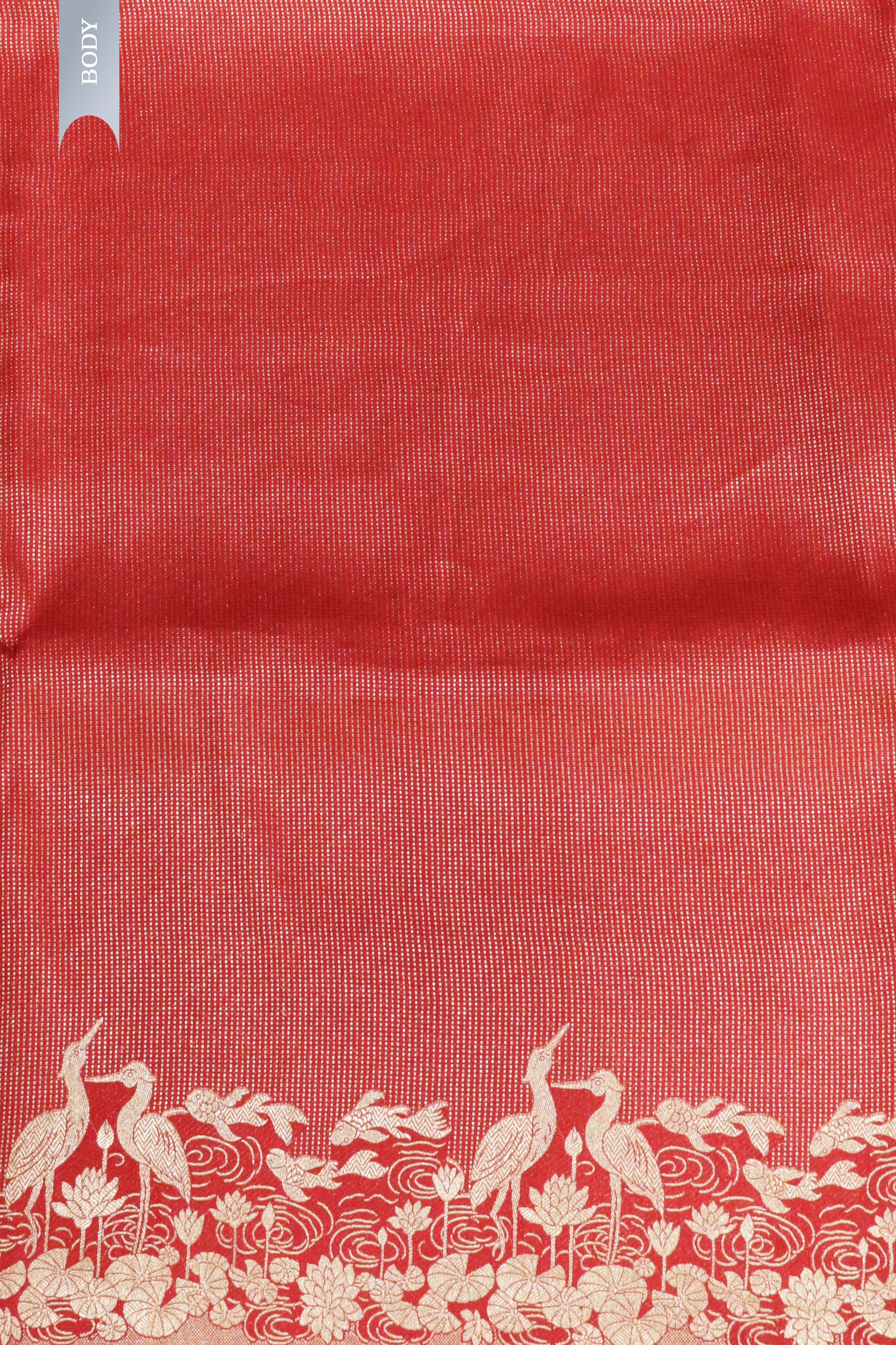 Maroon Banarasi Silk Saree with Zari Stripe Weaving & Fancy Border