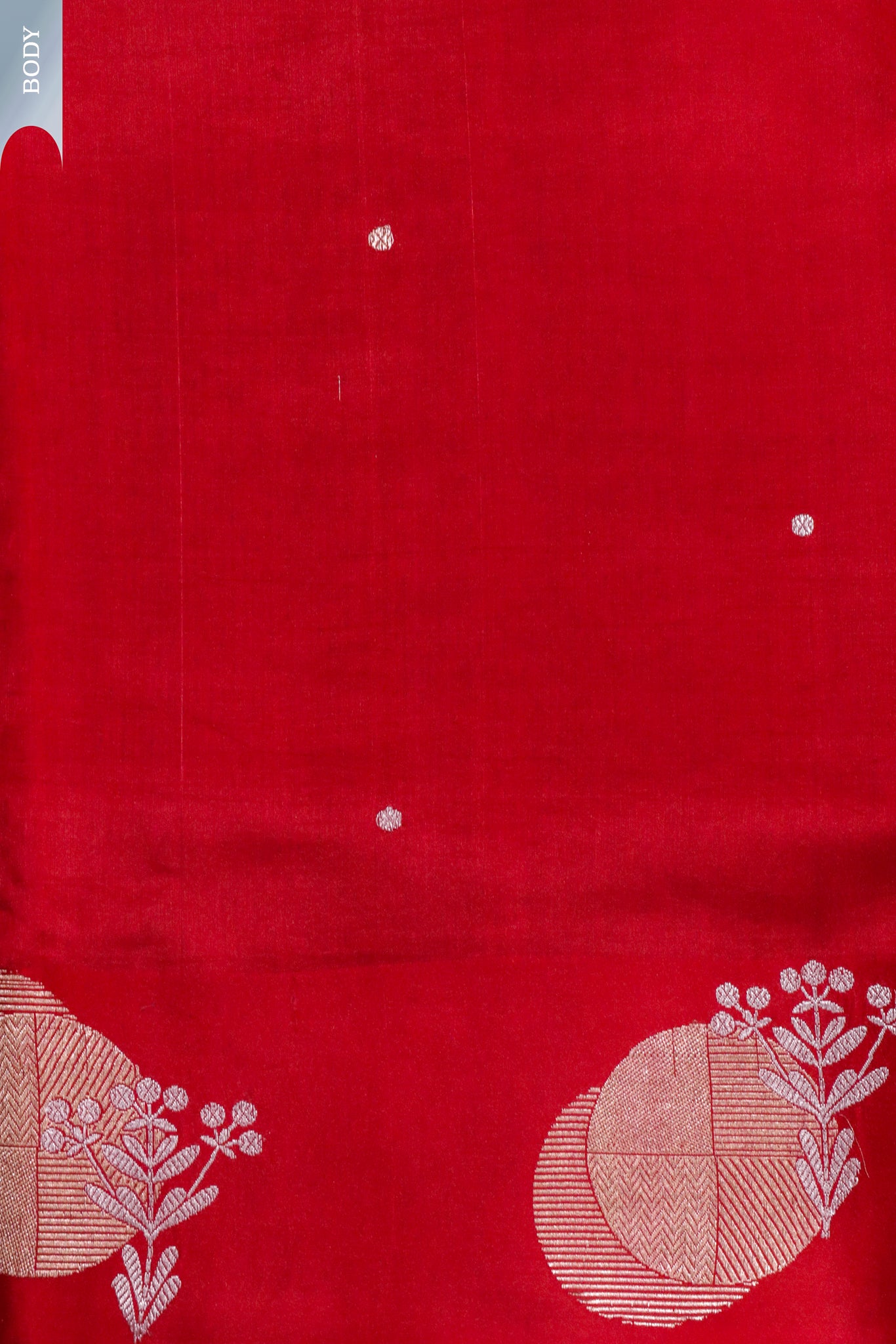 Maroonish red Banarasi Chanderi Silk Saree with Satin Border and Butta Weavin