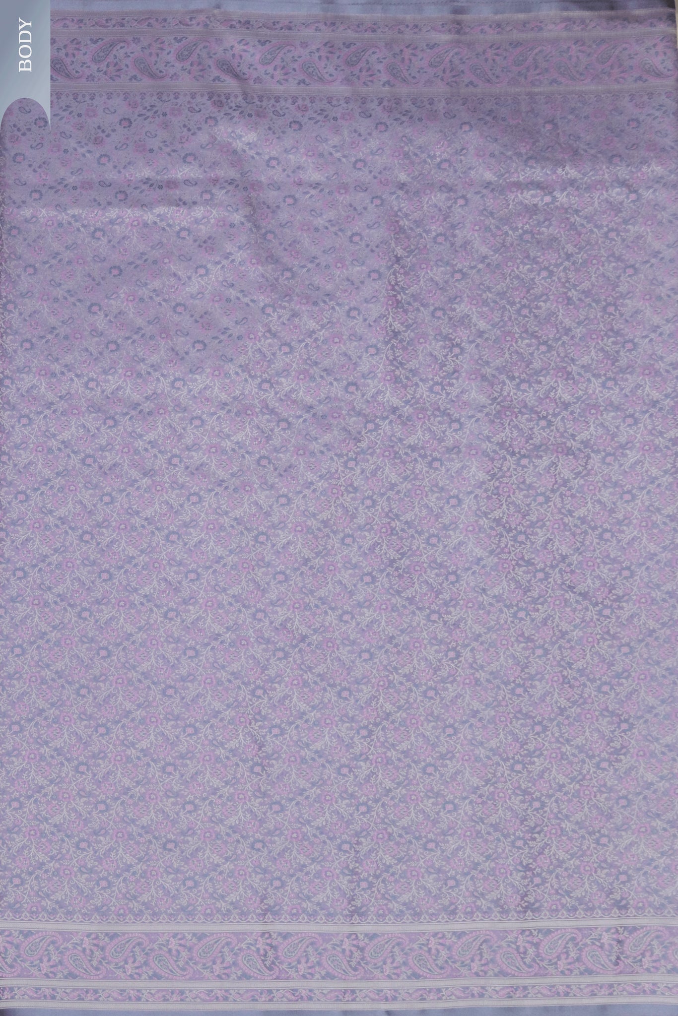 Ash Grey Banarasi Semi-Silk Saree with All-Over Thanchuvi Weaving