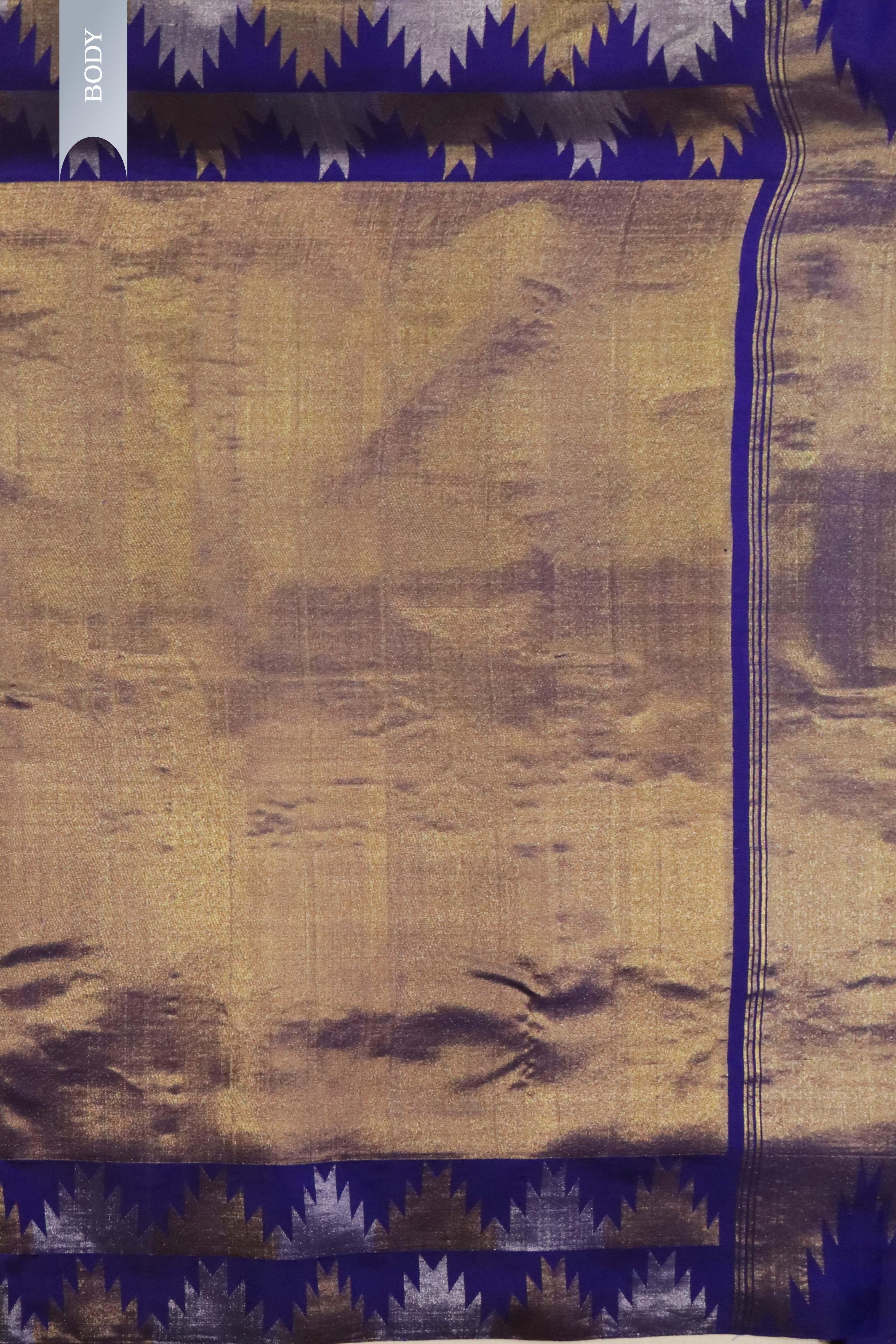 Purple Kanchivaram Silk Saree with Temple Zari Border - Mokshaa