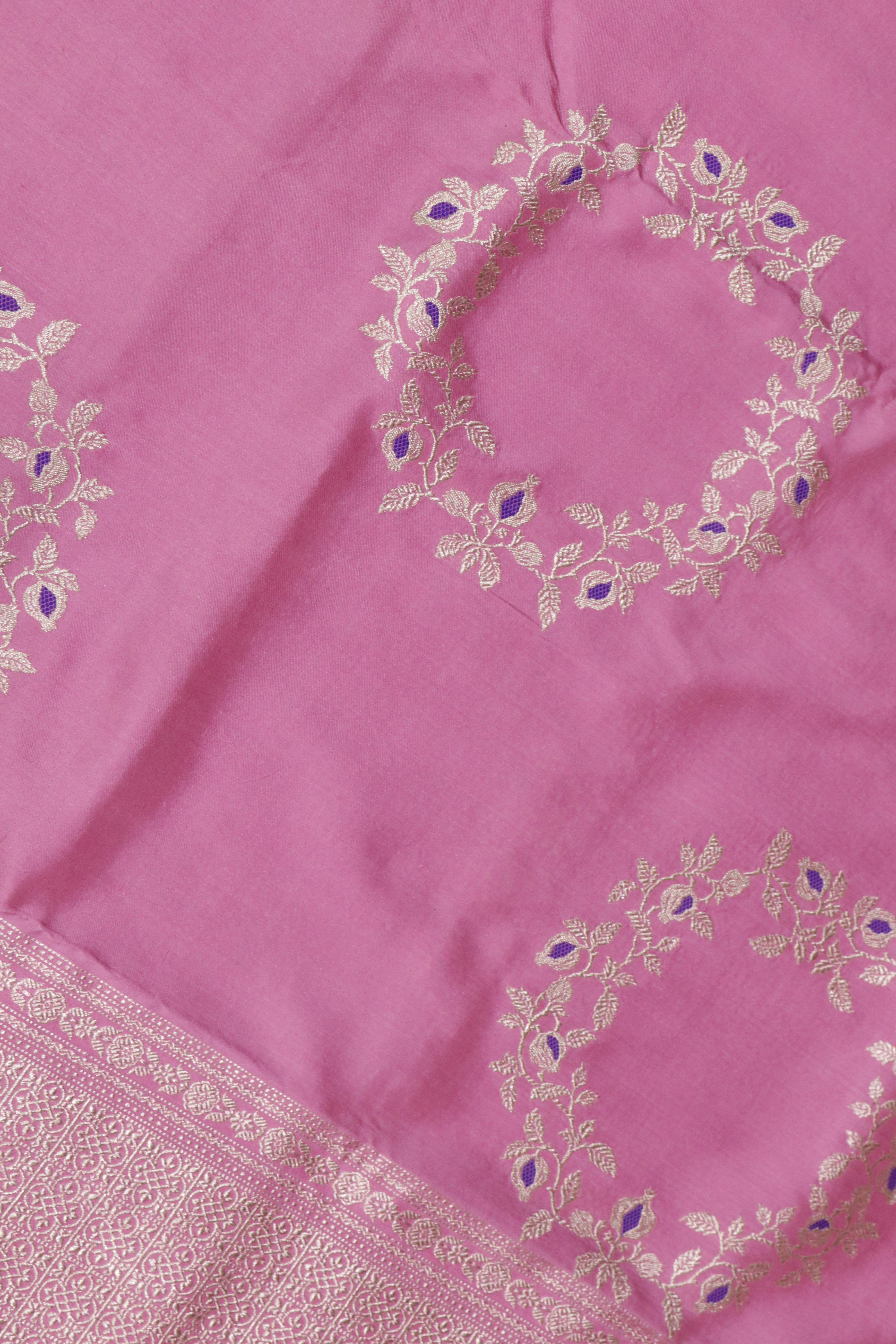 Onion Pink Banarasi Silk Saree