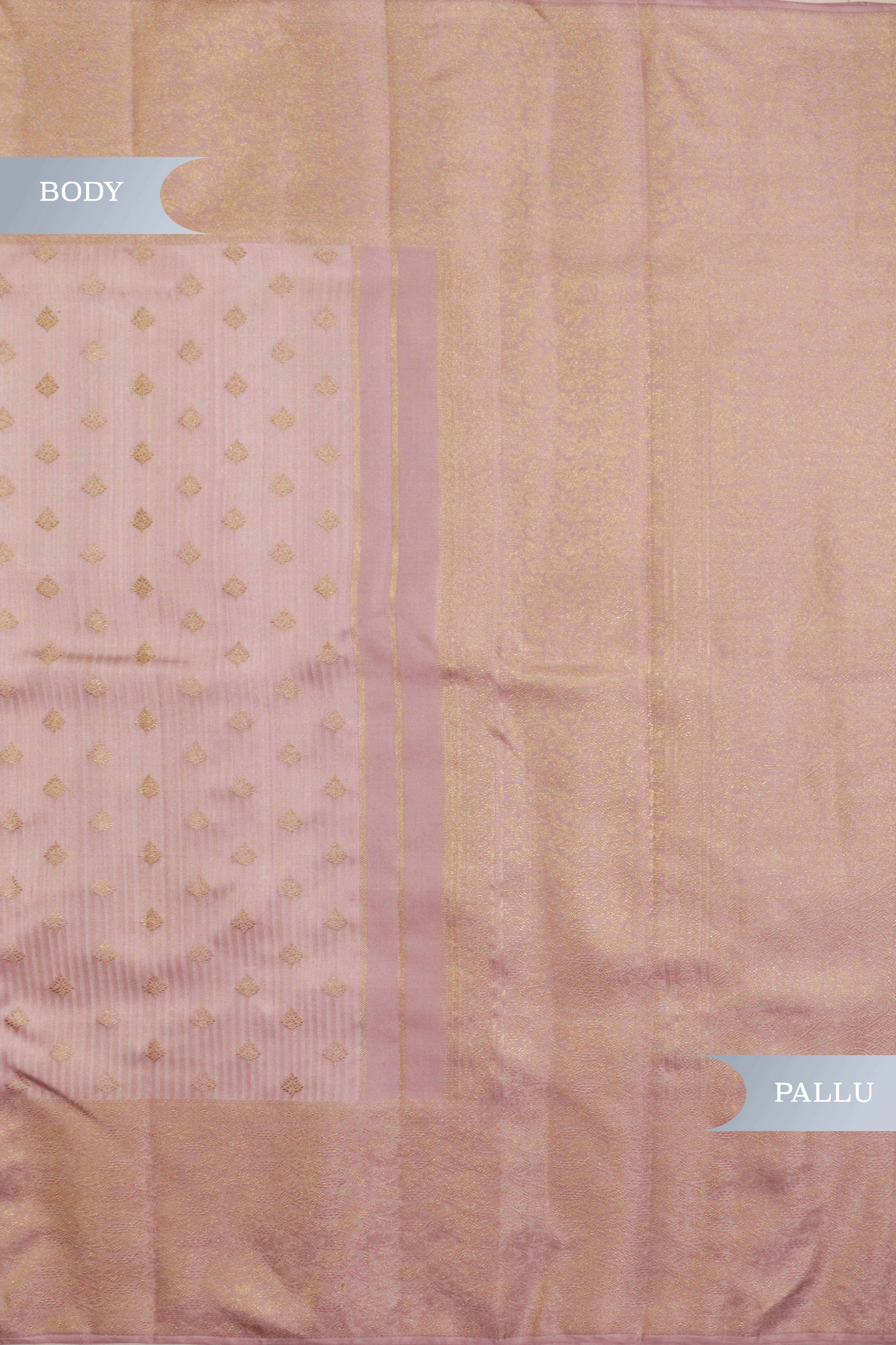 Mauve Pink Kanchivaram Silk Saree with Zari Butti & Fancy Border