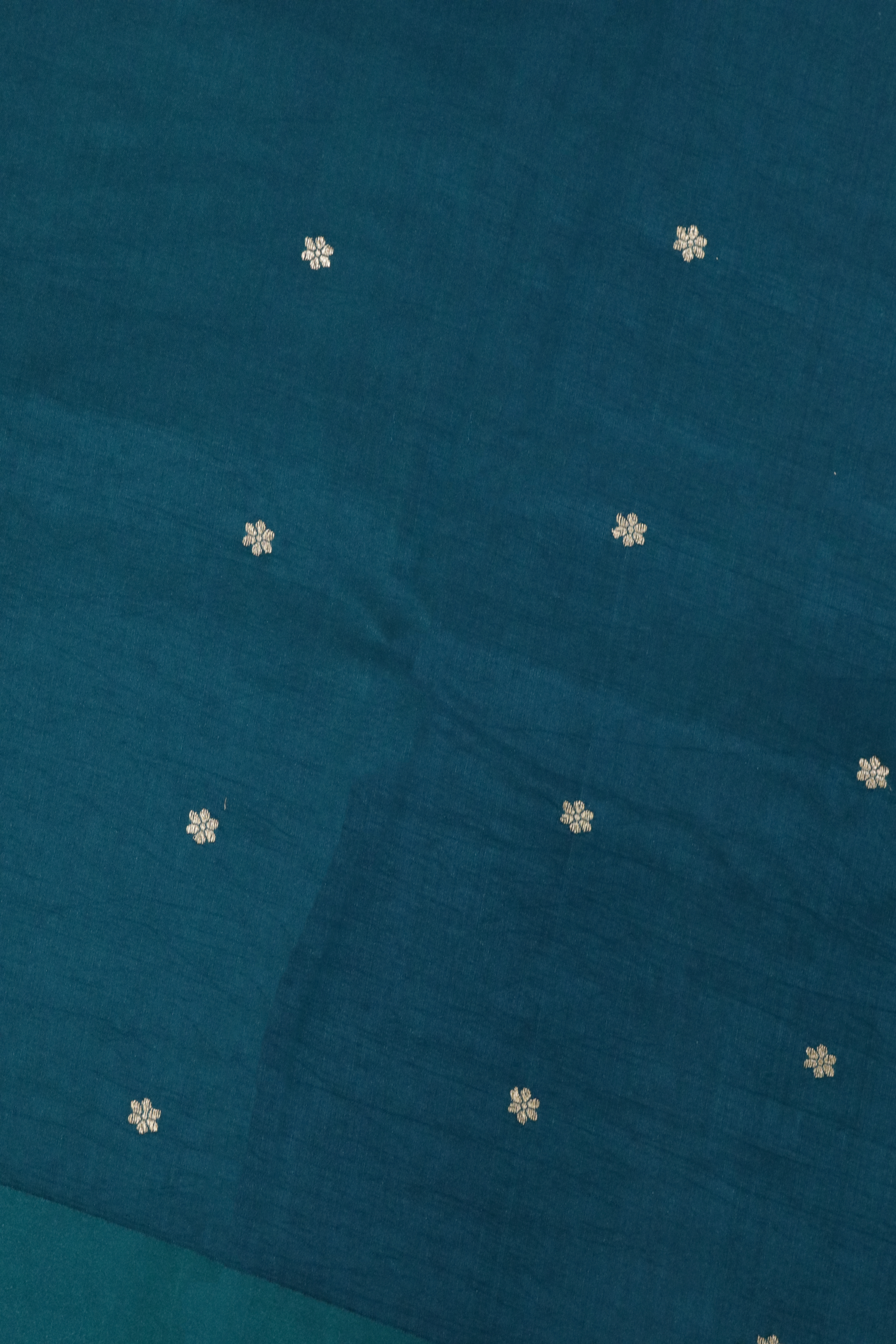 Peacock Green Banarasi Chanderi Silk Saree with Gold & Silver Satin Border