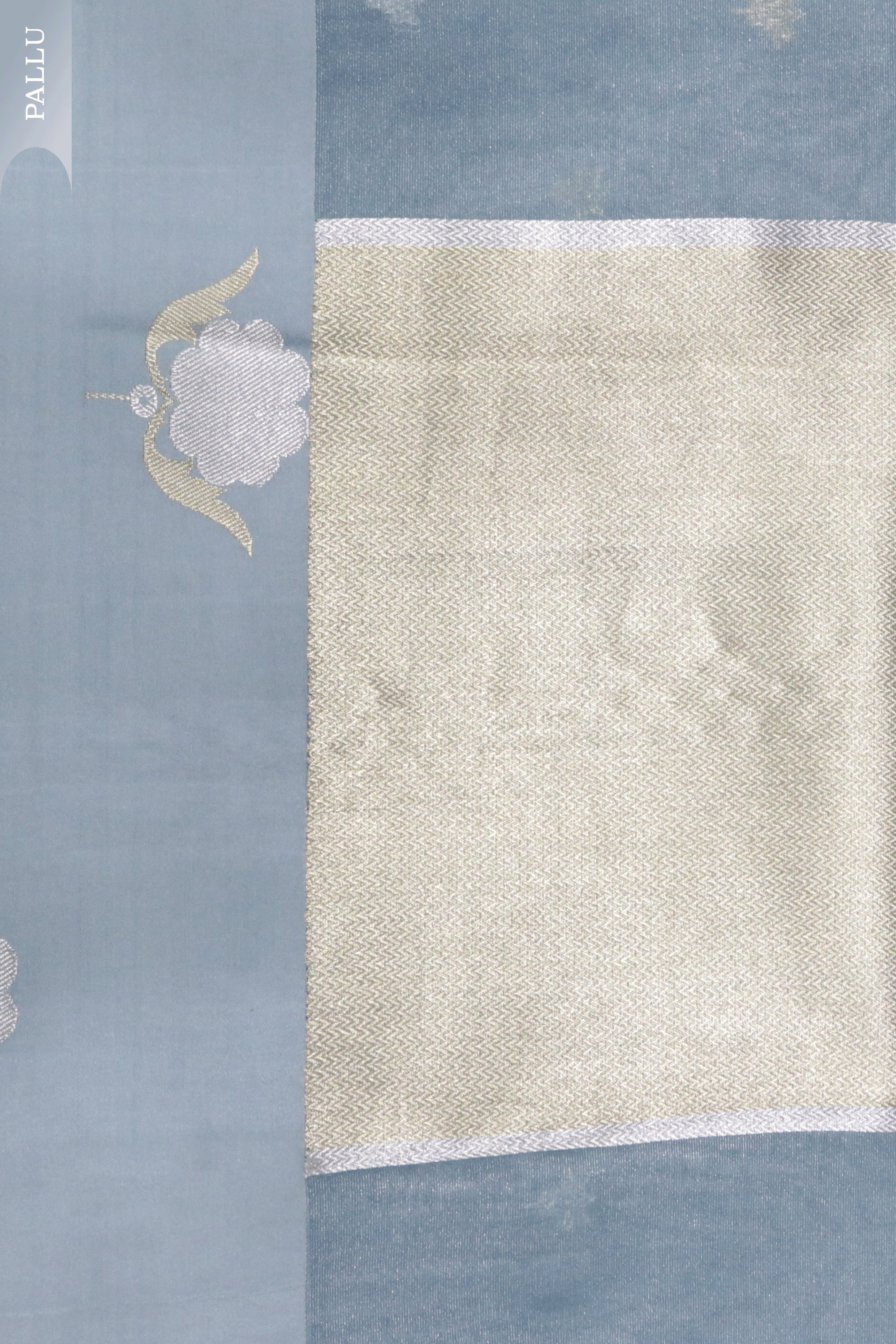 Ice Blue Banarasi Tissue Silk Saree with Satin Border