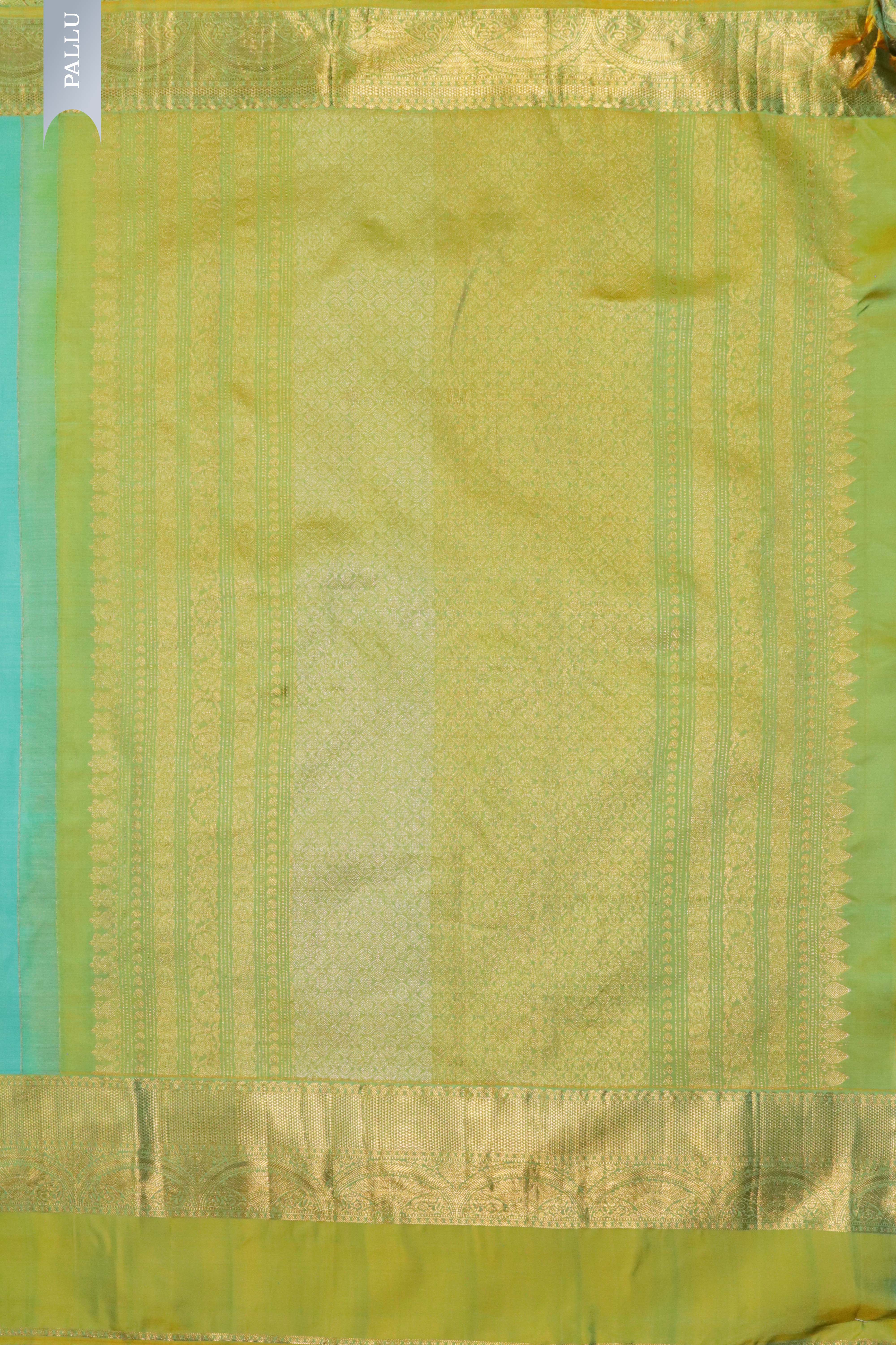 Firozi Blue Kanchivaram Silk Saree with Zari Butta