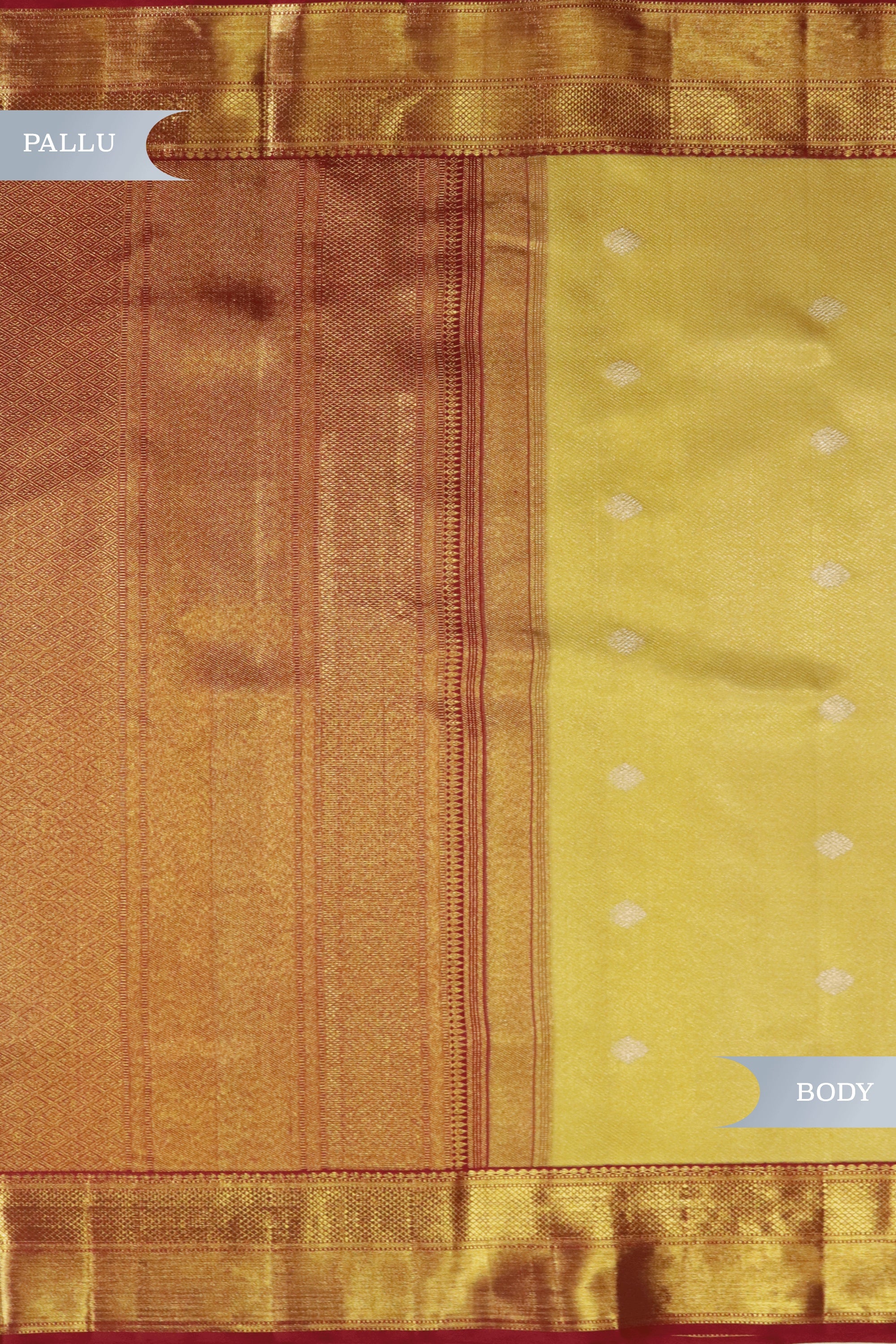 Golden Kanchivaram Silk Saree with Red Border