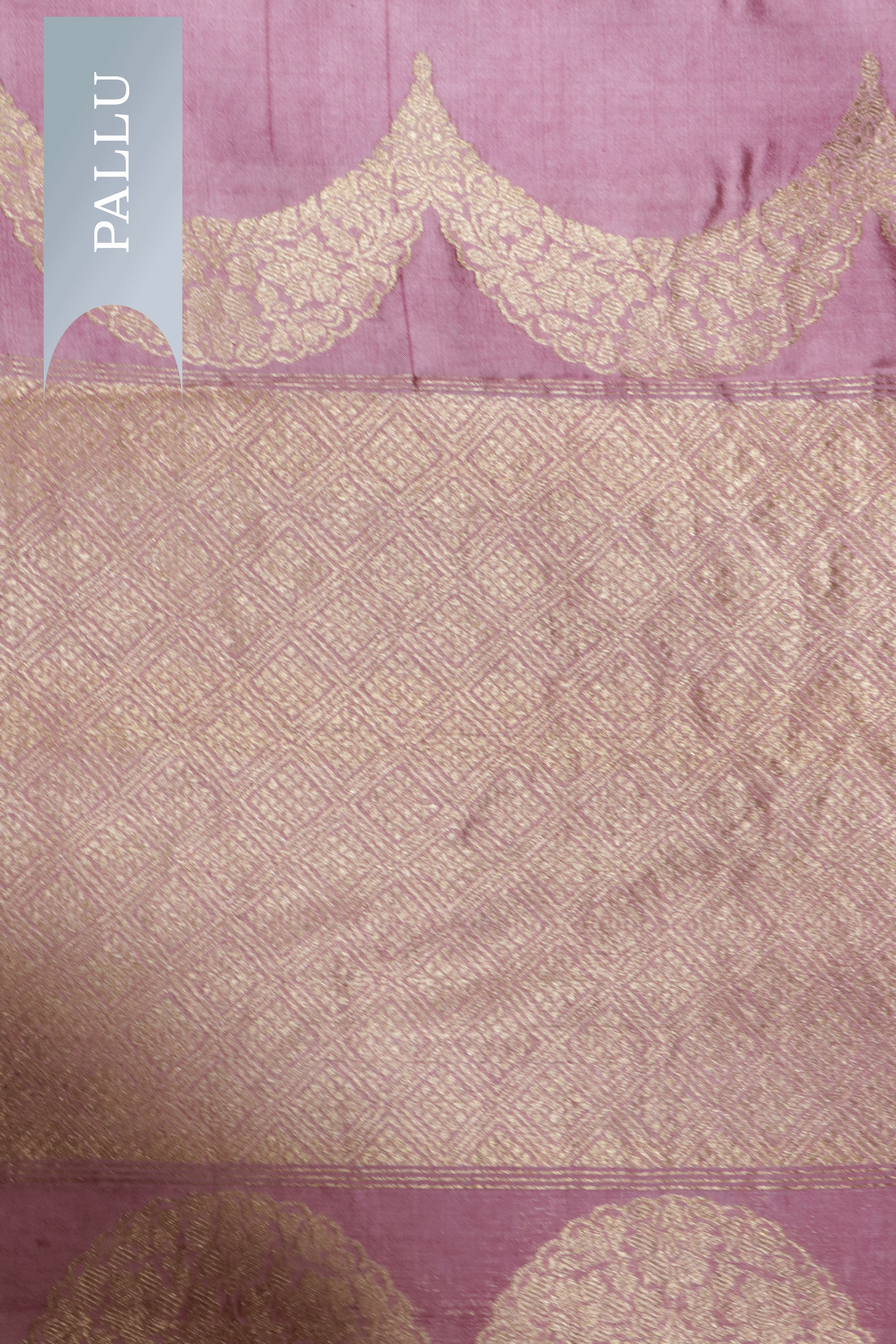 Baby Pink Banarasi Chanderi Silk Saree with Gold Scallop Border