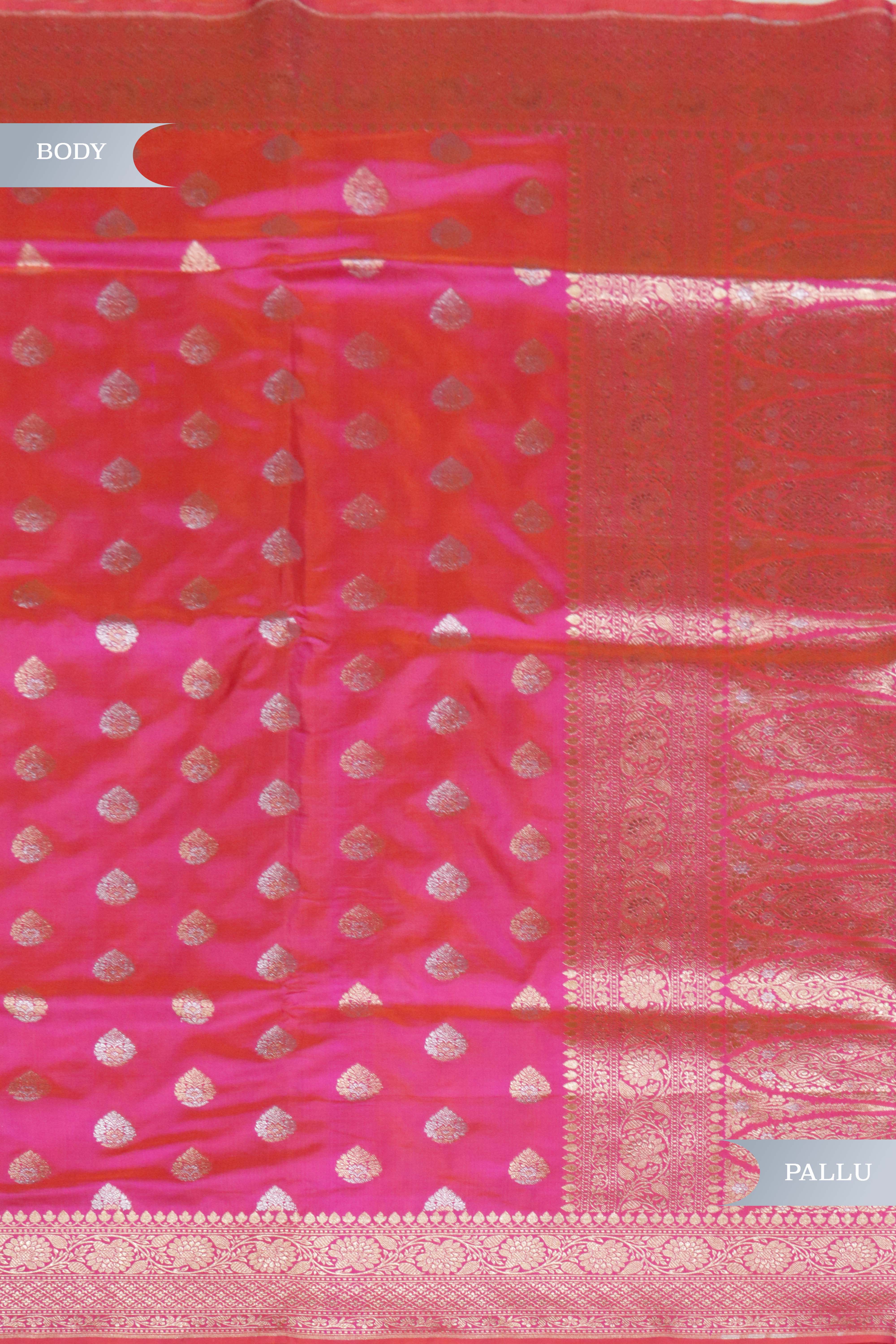 Rani Pink Banarasi Silk Zari Butti Saree