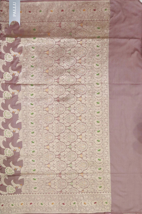 Chikko Banarasi Silk Saree with Meenakari Jaal & Zari Border