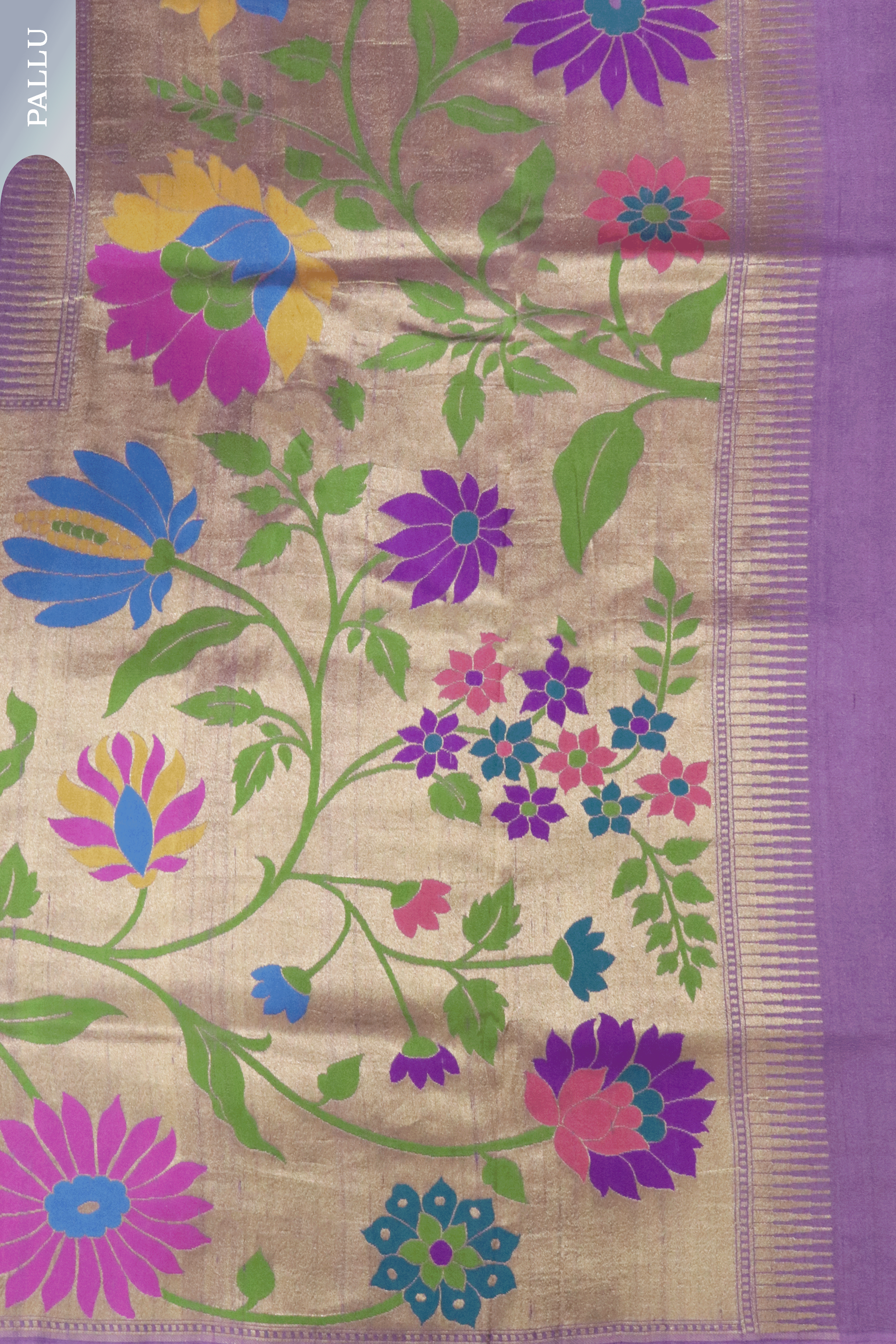 Light Purple Banarasi Tussar Georgette Saree with Multicolor Floral Meenakari