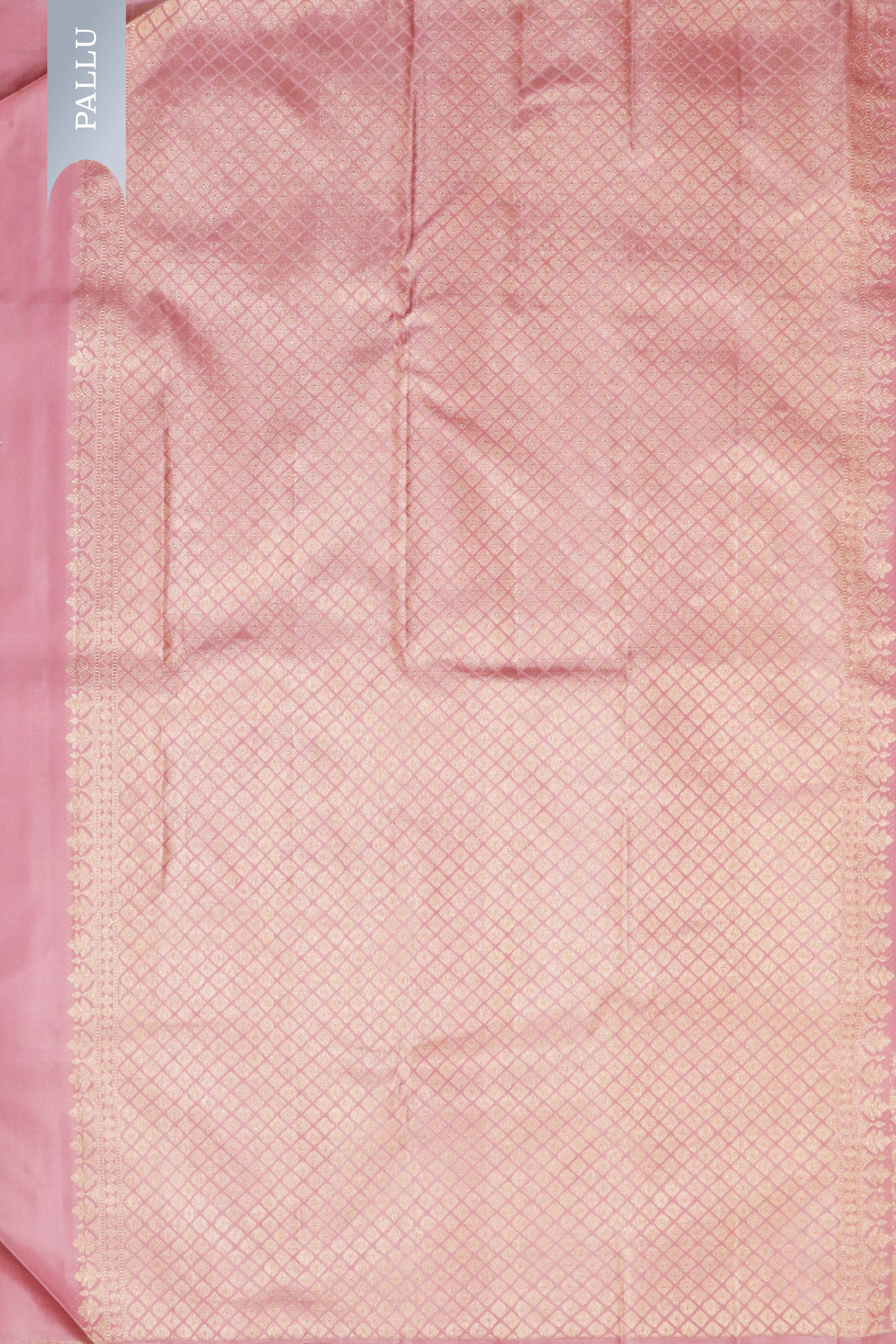 Peach Kanchivaram Silk Saree with Gold & Silver Zari