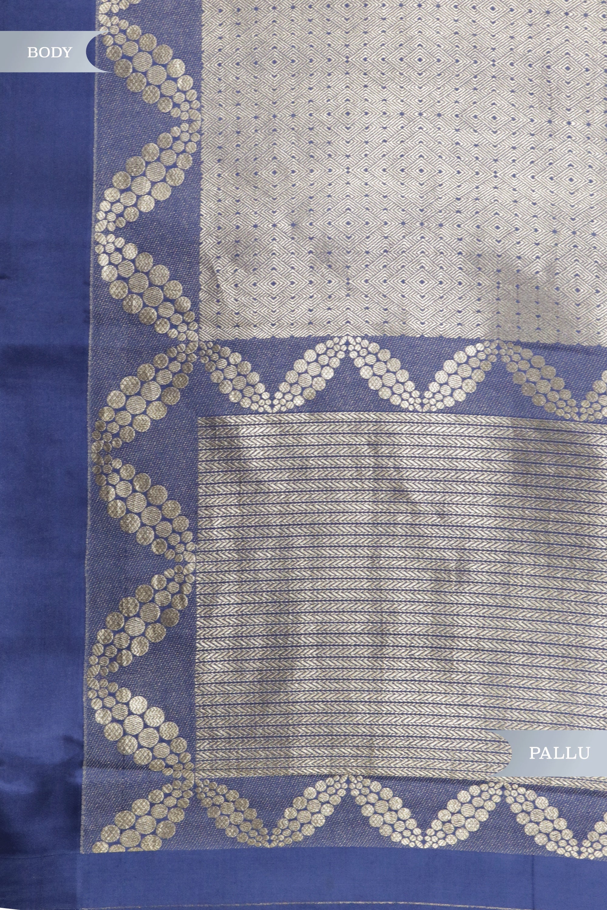 Violet Blue Banarasi Silk Saree with Geometric Zari Weaving