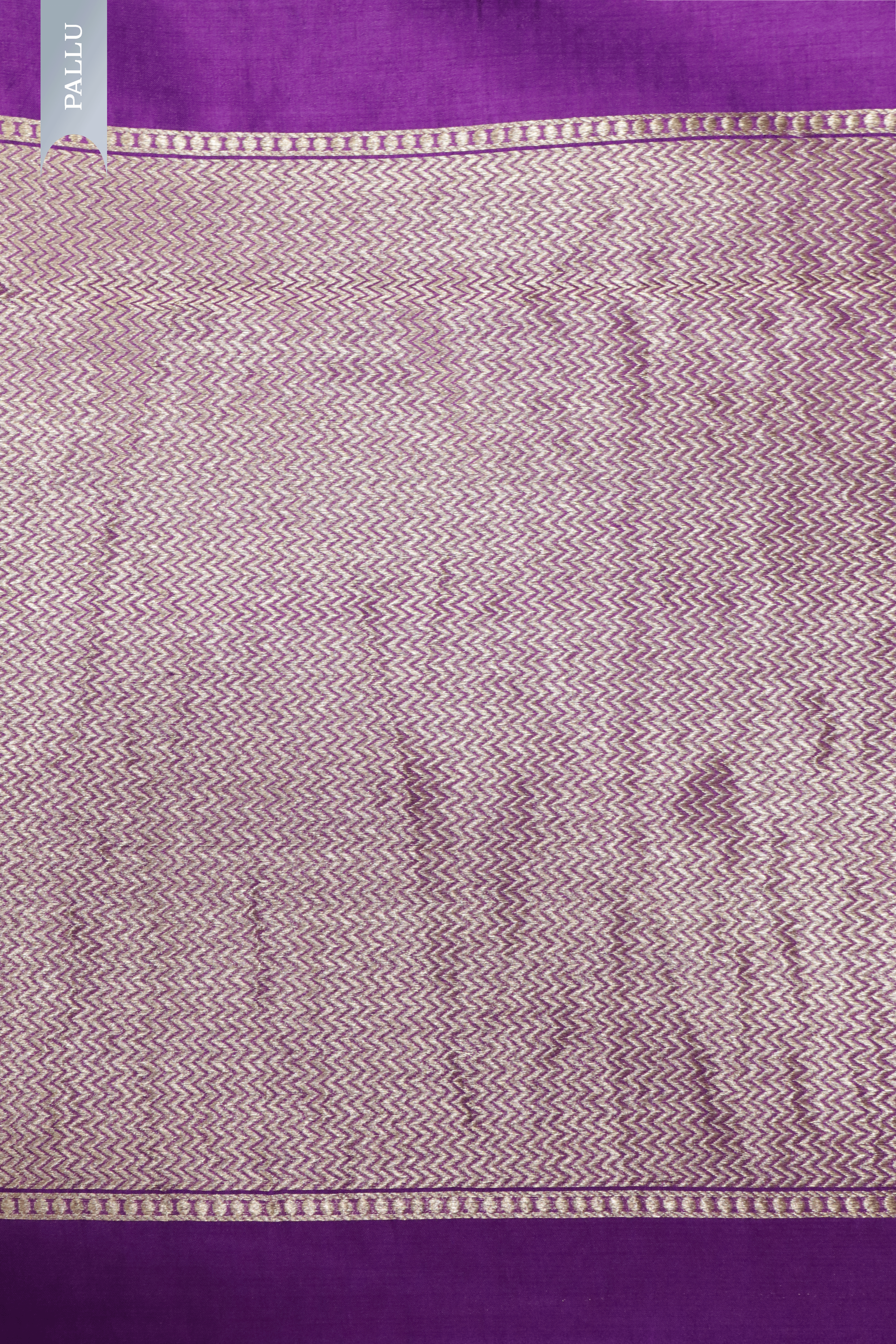 Violet Banarasi Chanderi Silk Saree with Gold Deer & Palm Motifs