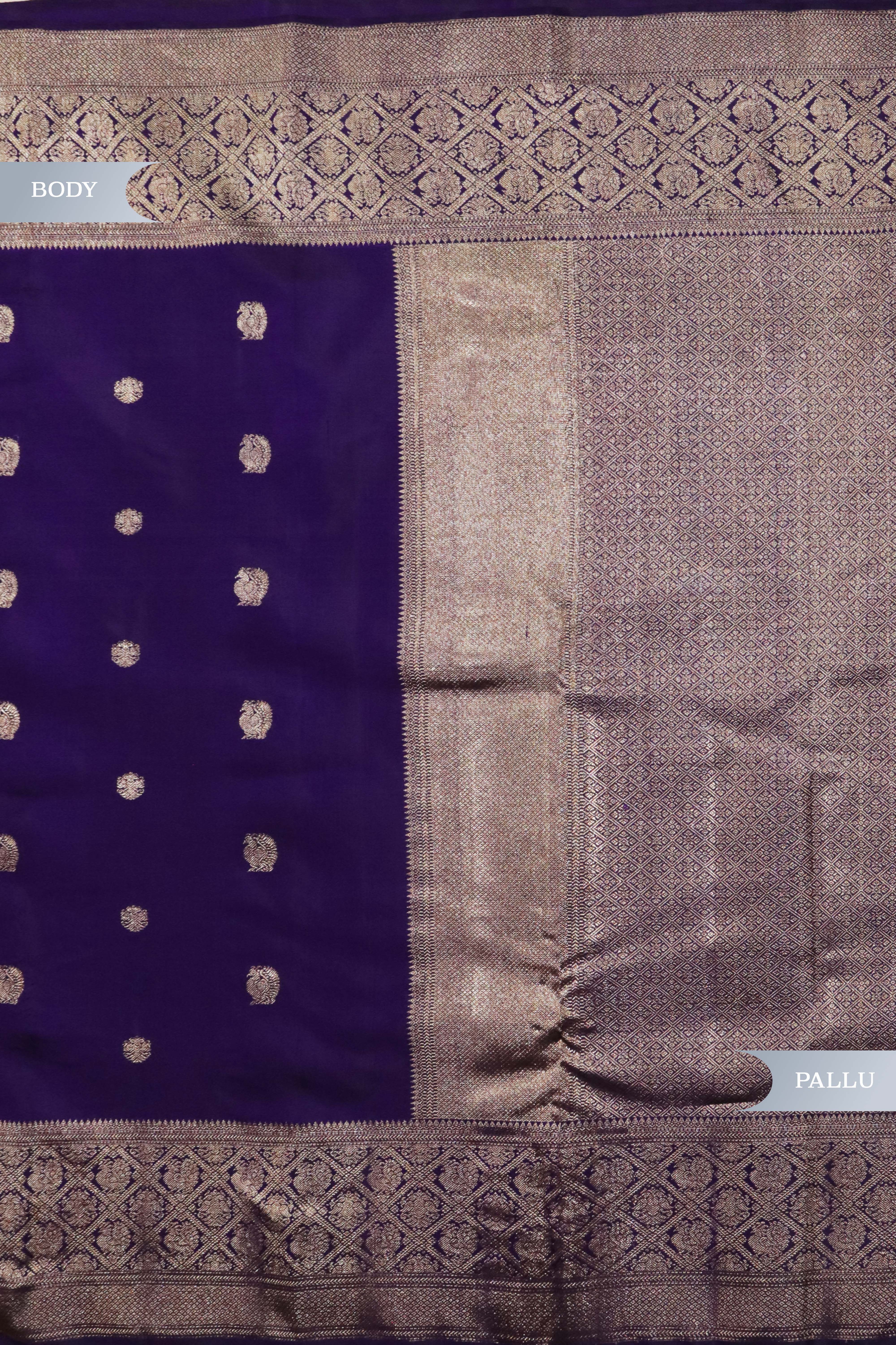 Purple Kanchivaram Silk Saree with Zari Butti & Fancy Border