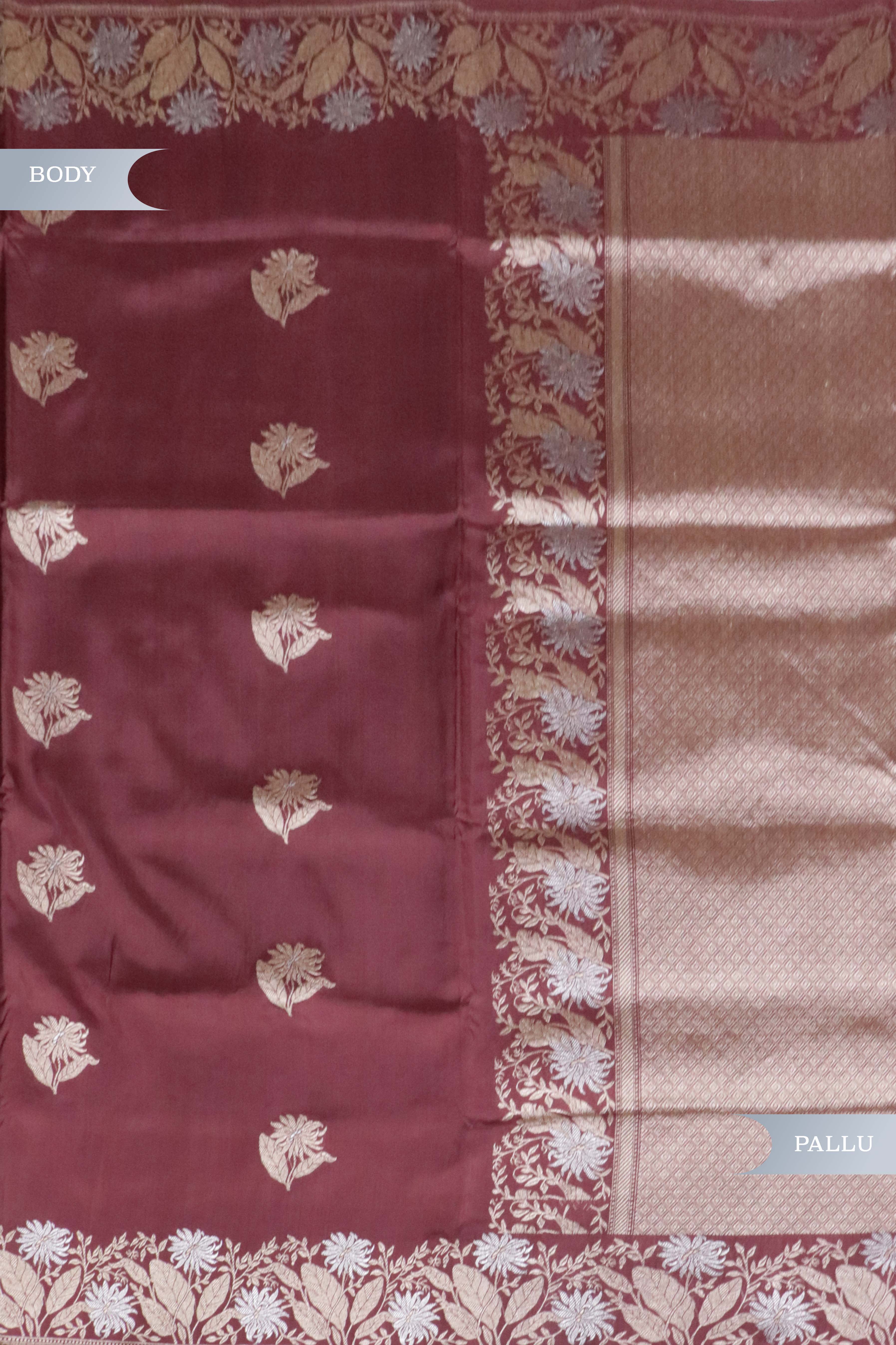 Brown Banarasi Silk Saree with Fancy Zari Borde