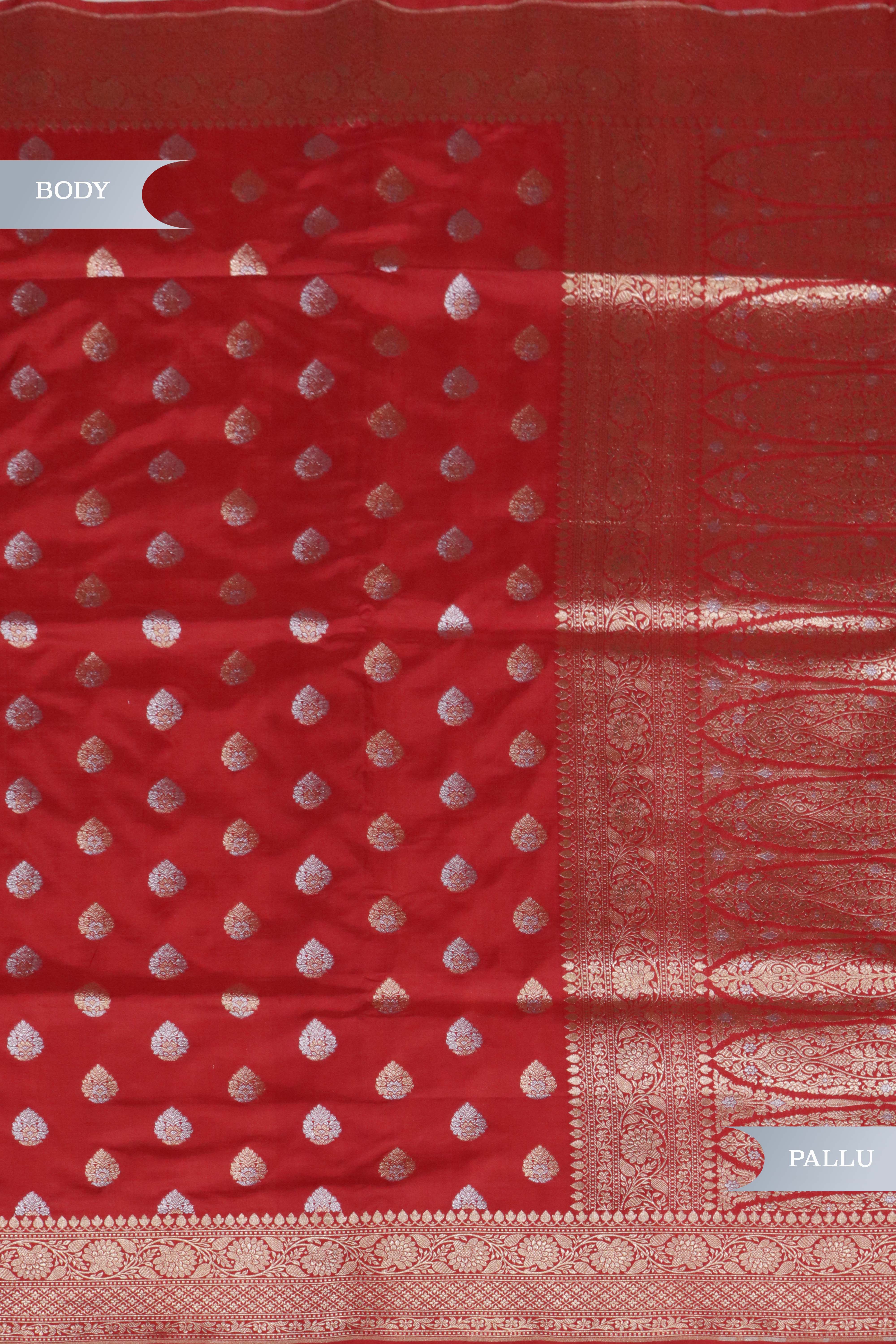 Rust Banarasi Zari Butti Silk Saree