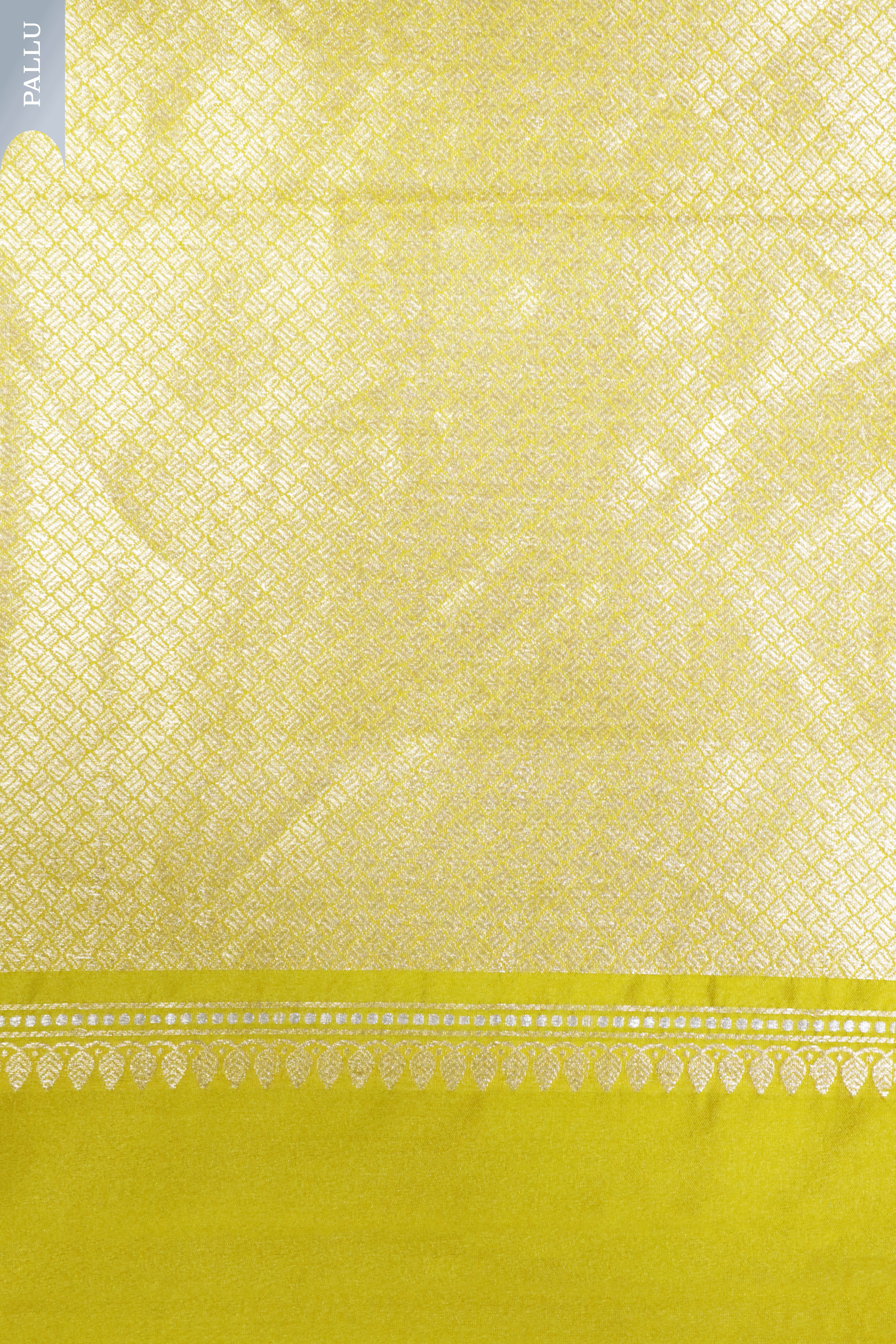 Lime Yellow Banarasi Chanderi Silk Saree with Bird Motif and Satin Border