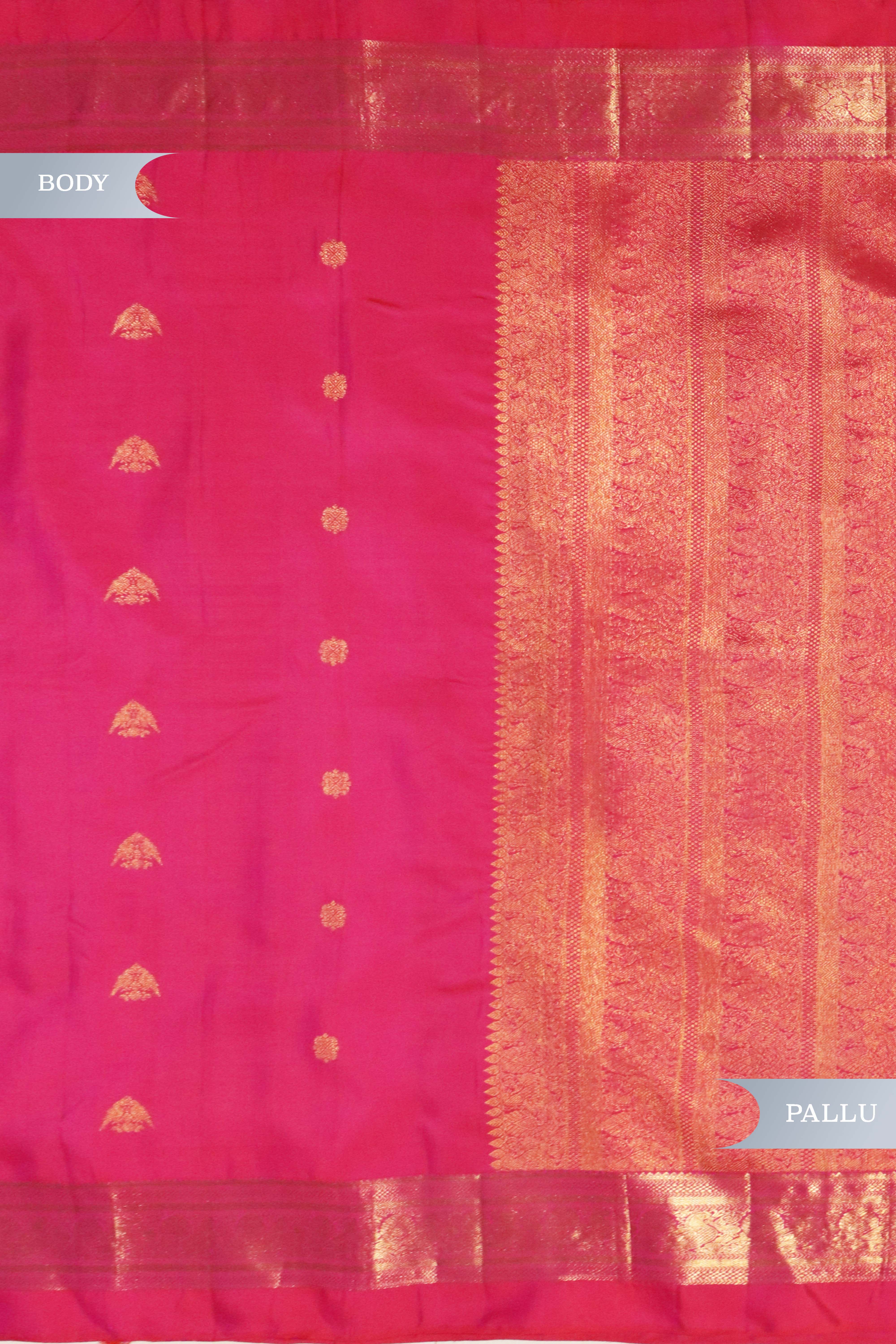 Tomato Pink Kanchivaram Silk Saree with Zari Border