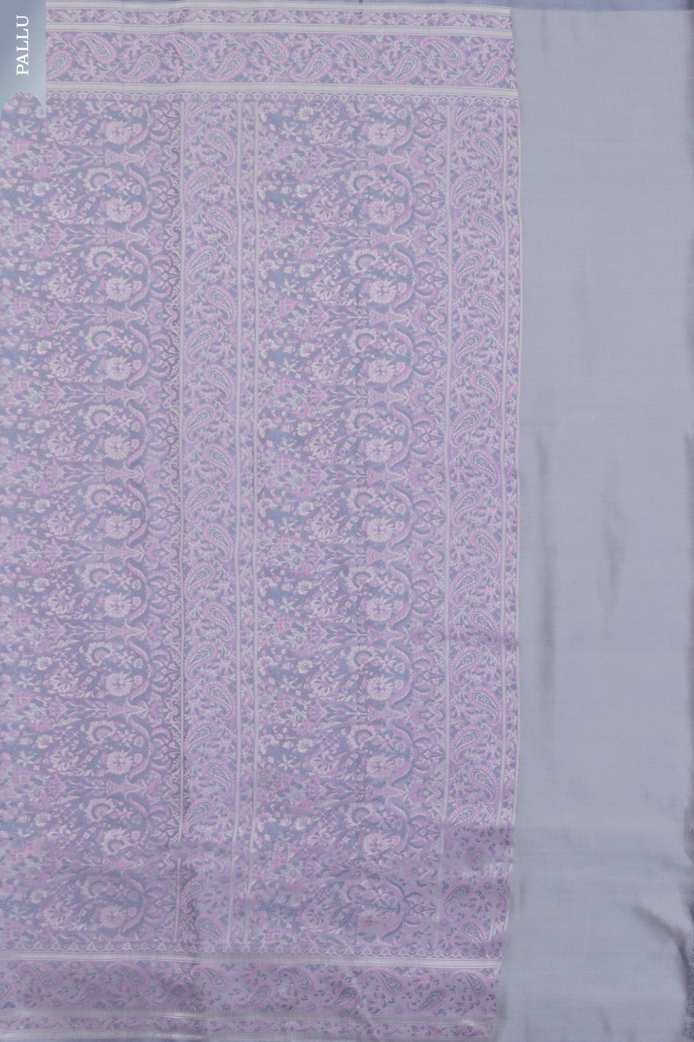 Ash Grey Banarasi Semi-Silk Saree with All-Over Thanchuvi Weaving