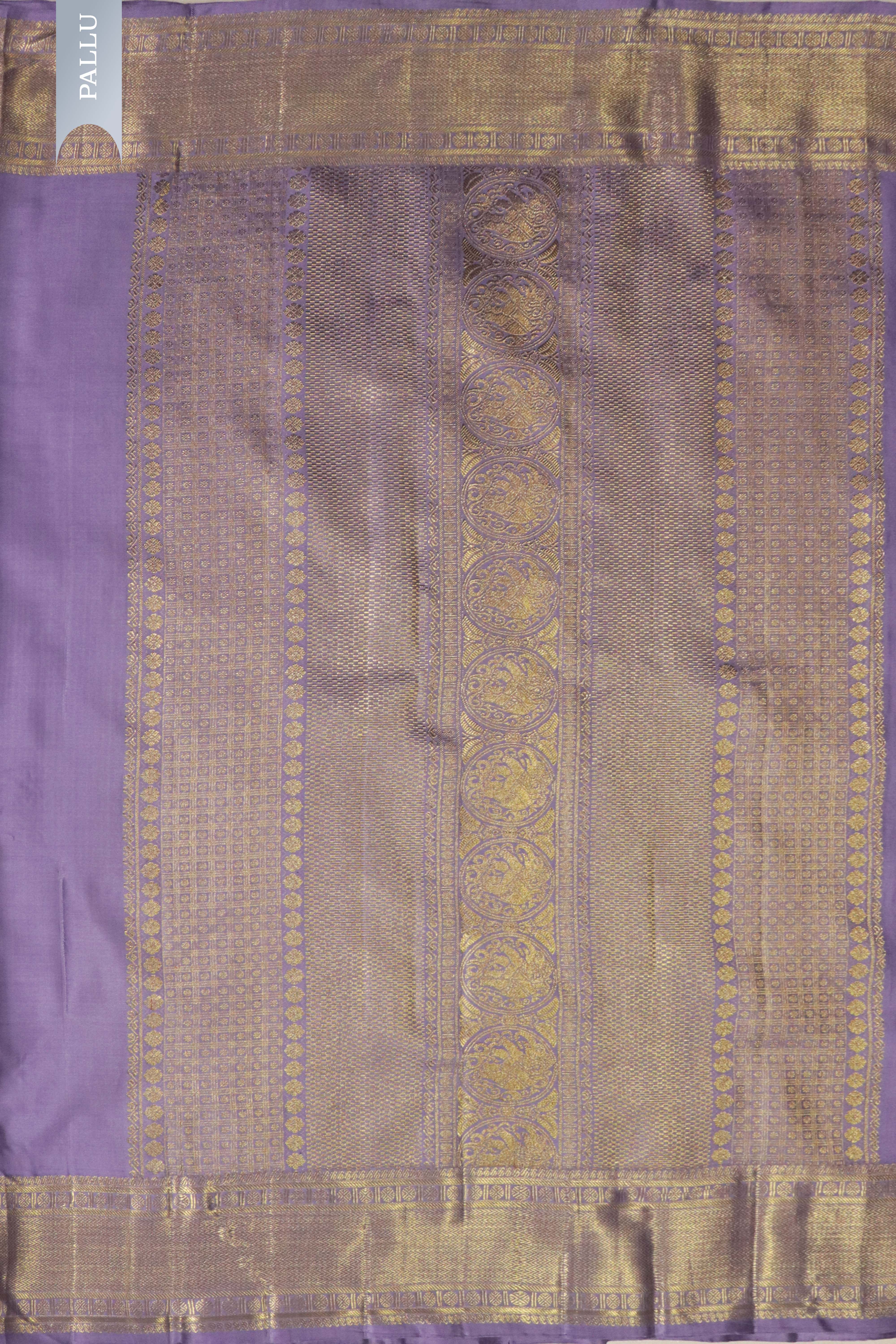 Lavender Kanchivaram Silk Saree with Gold & Silver Zari