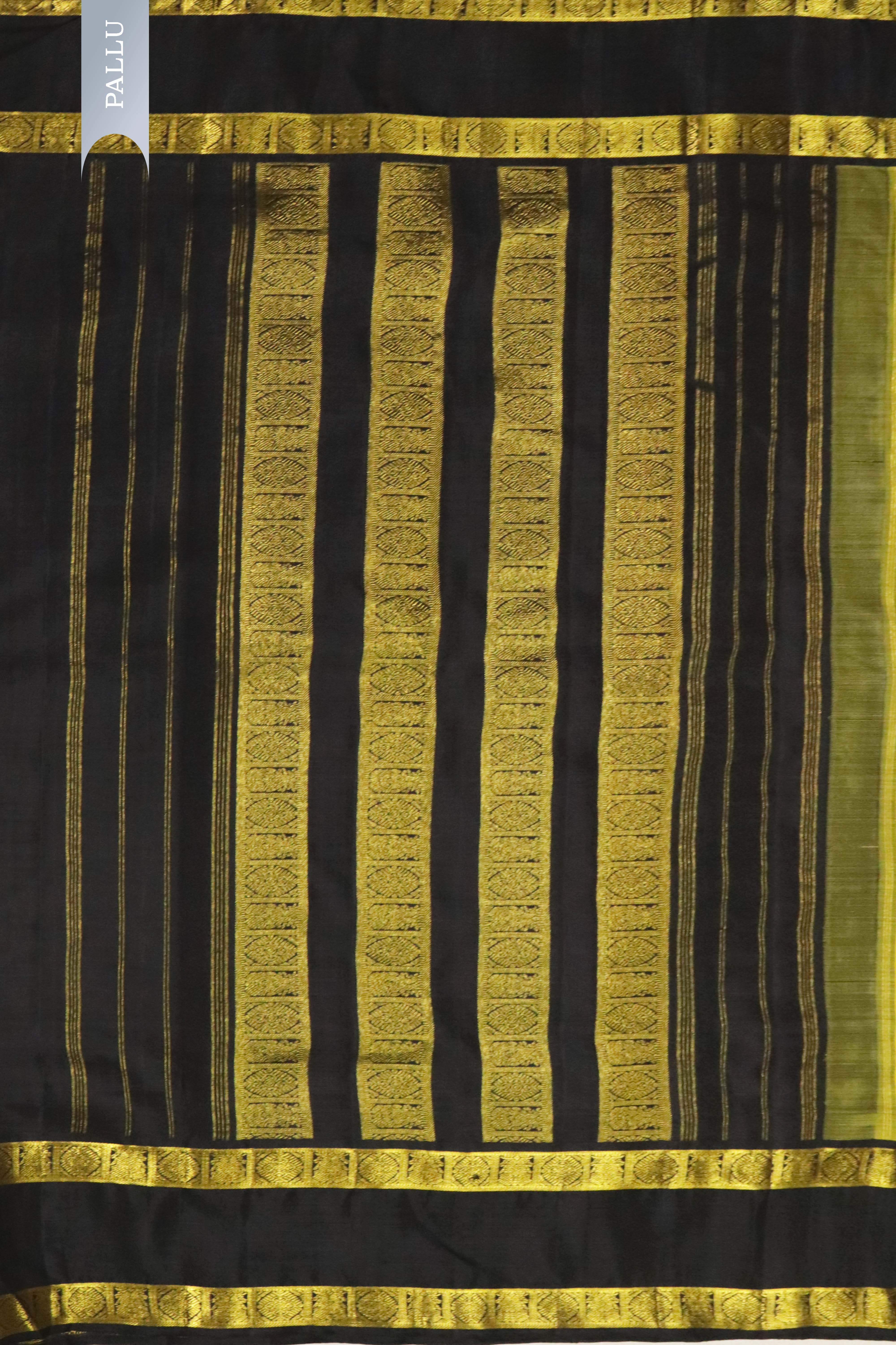 Yellow Kanchivaram Silk Saree with Black Retapet Border