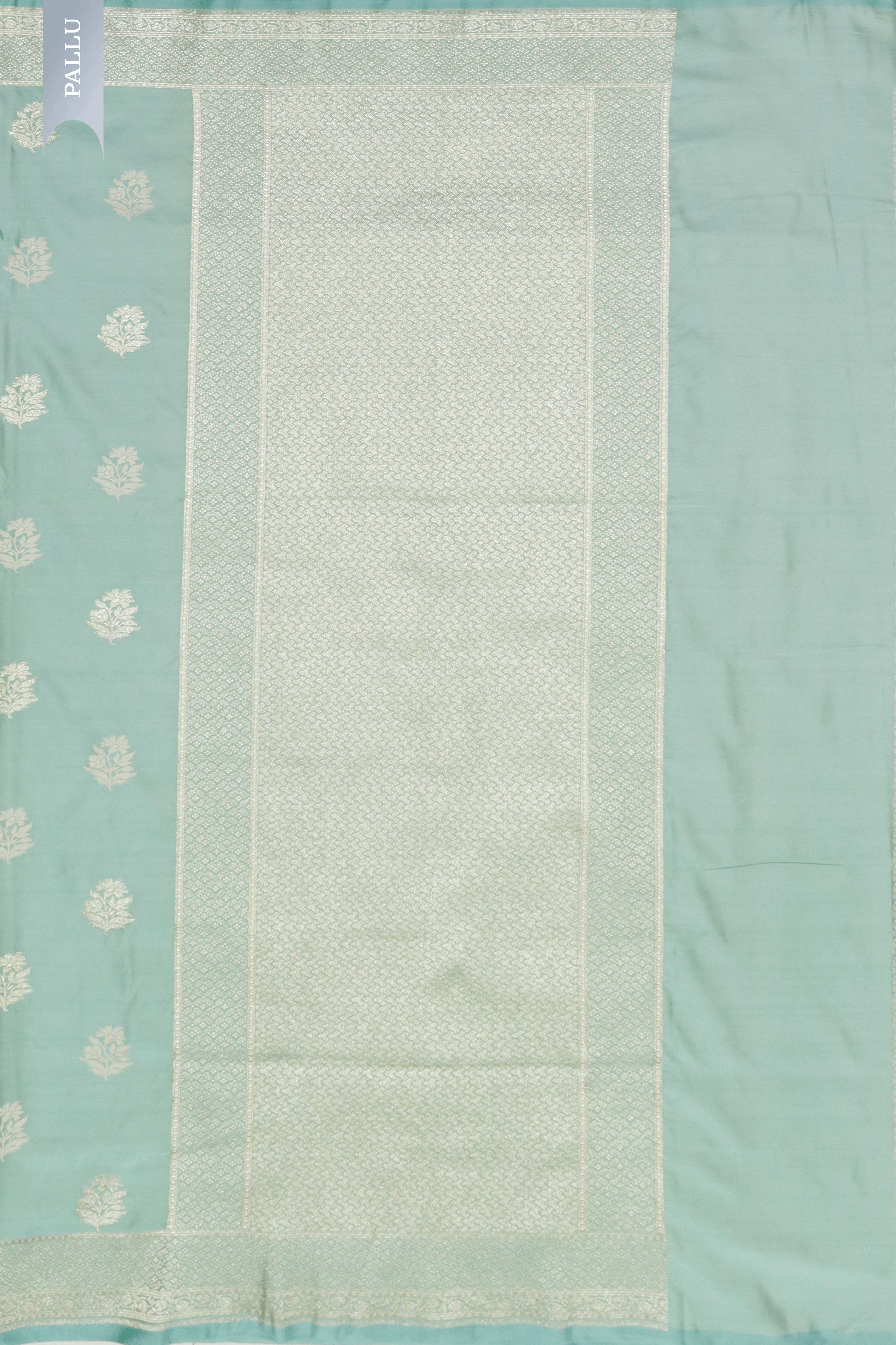 Sea Green Banarasi Semi Silk Saree with Zari Butti & Woven Border