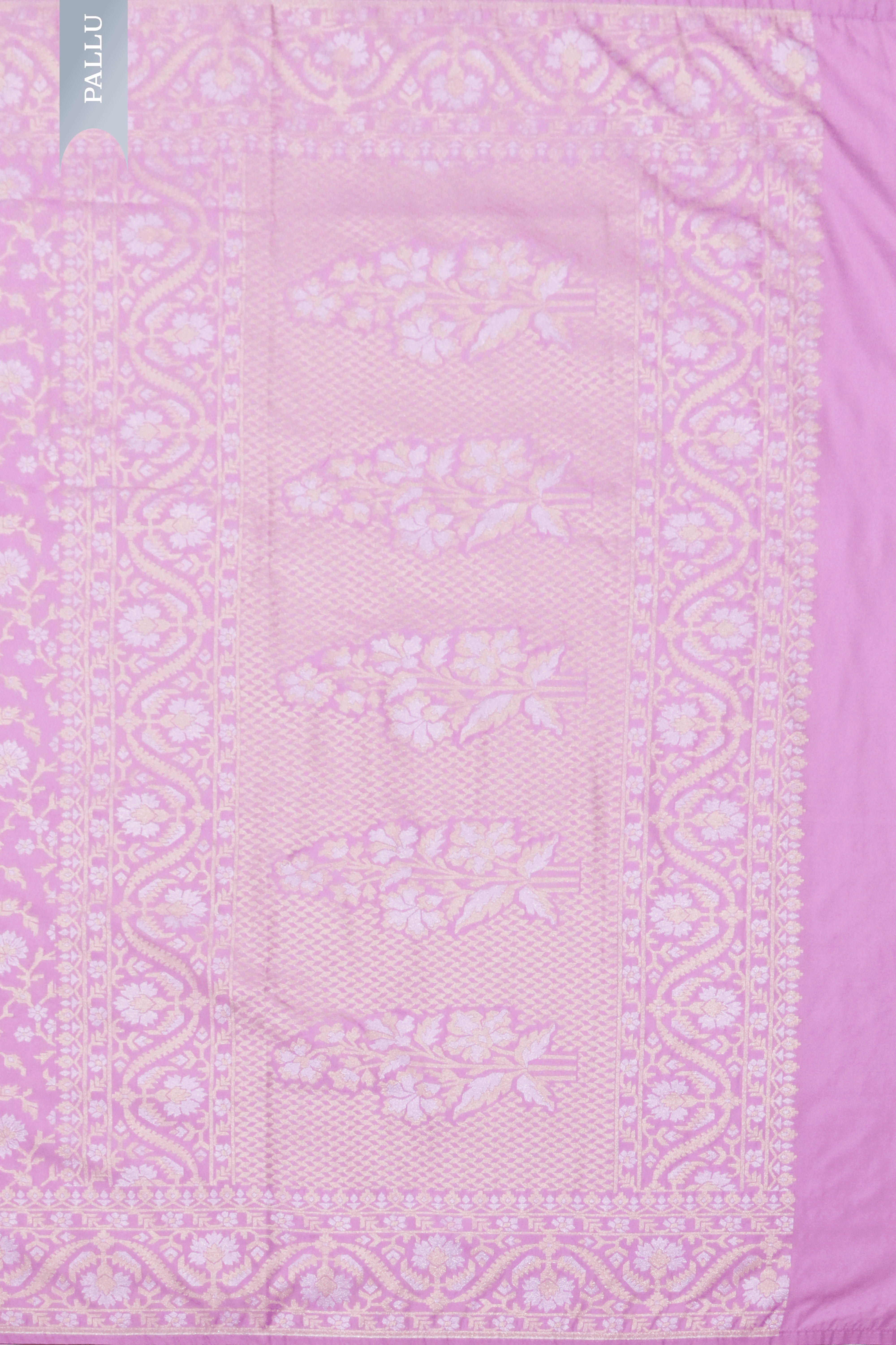 Onion Pink Banarasi Semi Silk Saree with Floral Zari Jaal