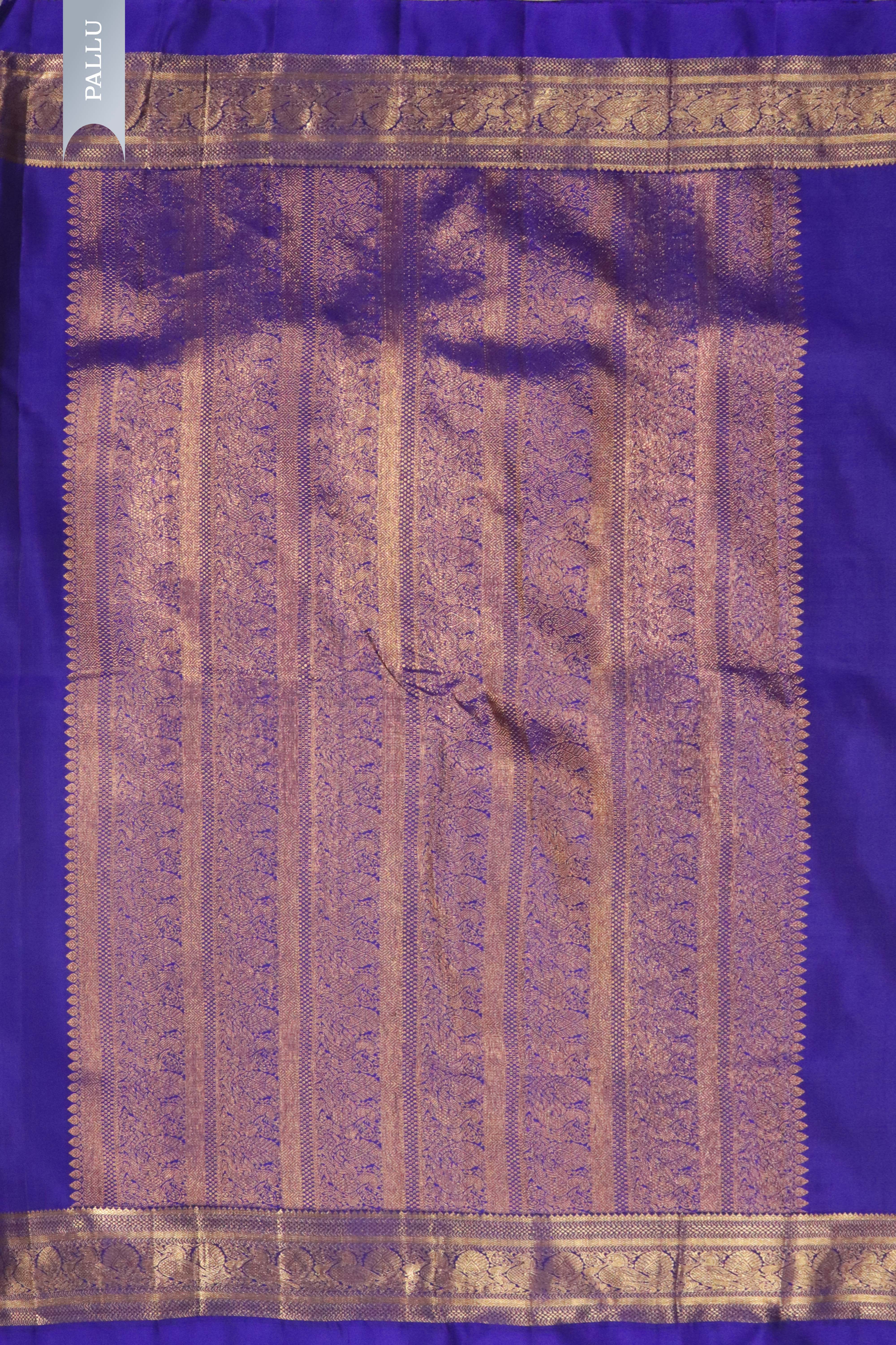 Ink Blue Kanchivaram Silk Saree with Zari Border