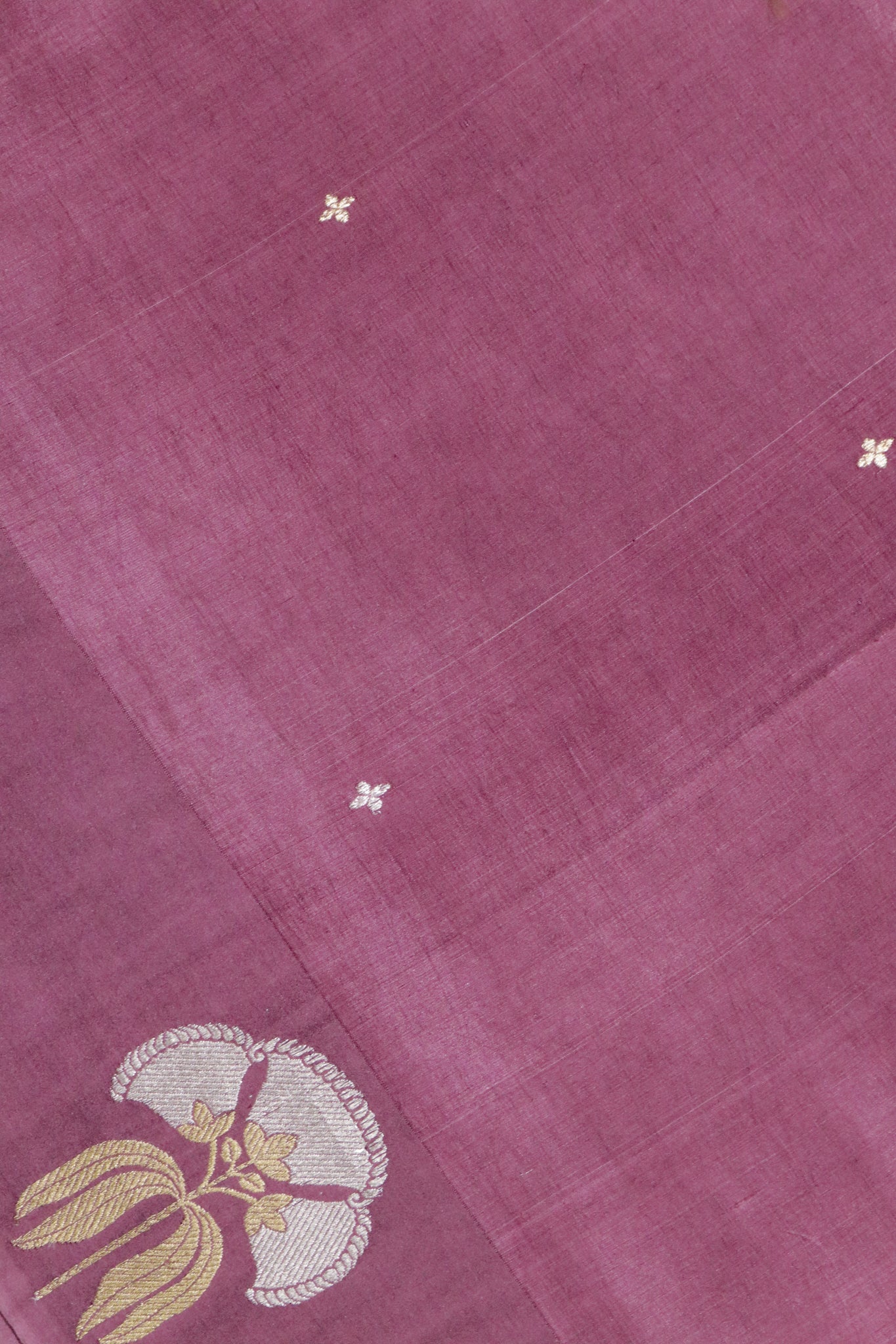 Dusty Pink Banarasi Chanderi Silk Saree with Small Motifs & Brocade Blouse