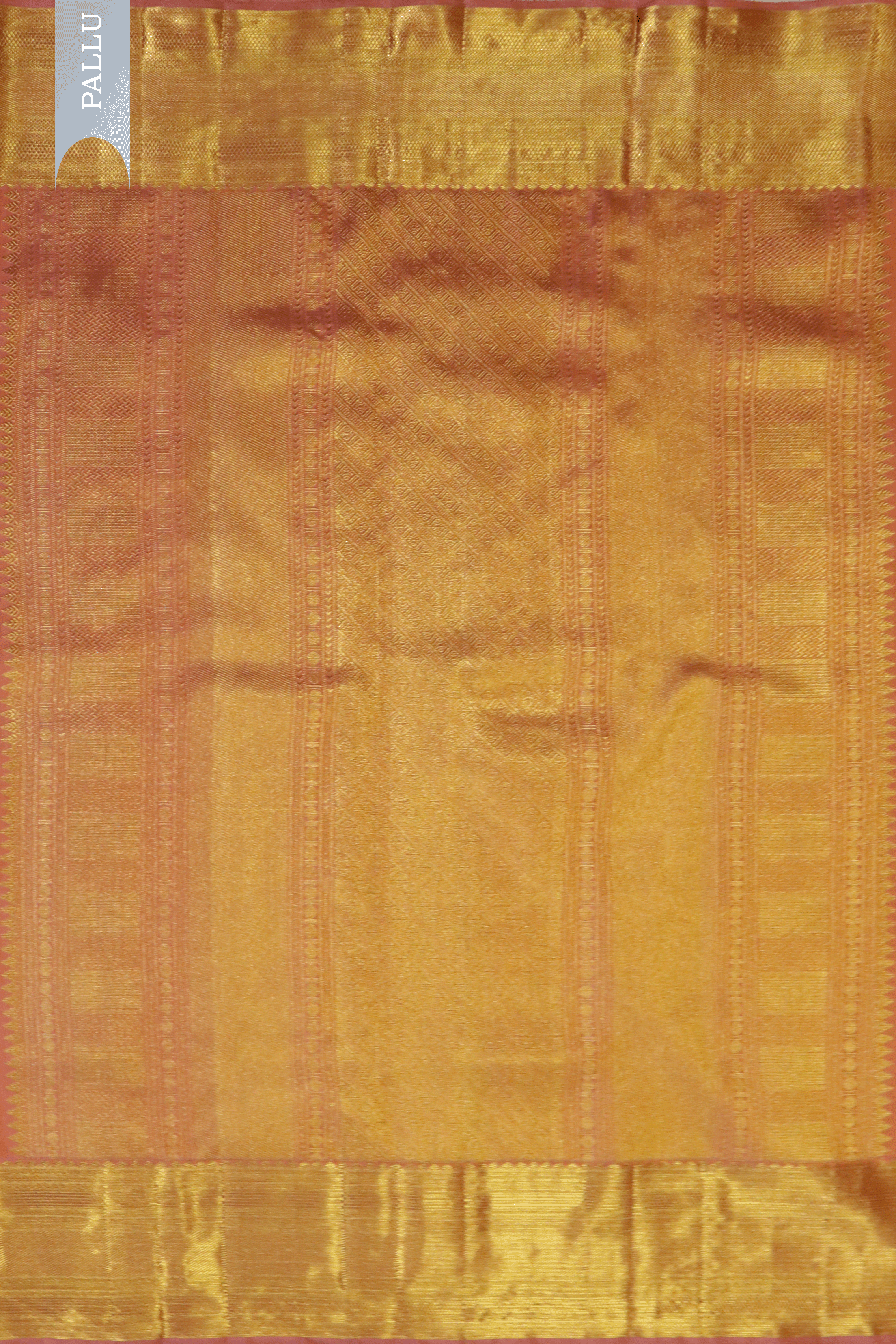 Dark Peach Kanchivaram Silk Saree with Golden Zari Weaving