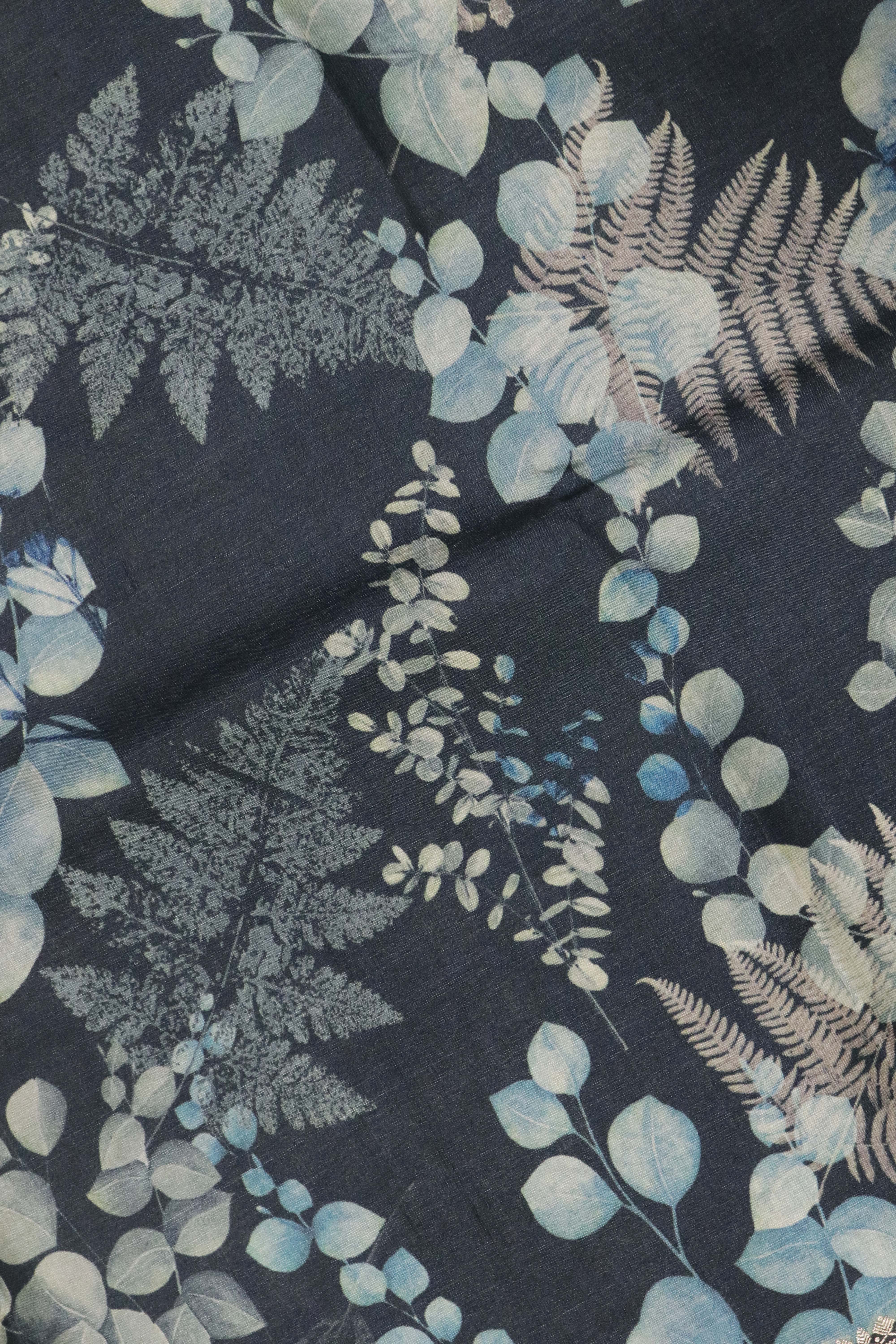 Black Tussar Silk Saree with Floral Print