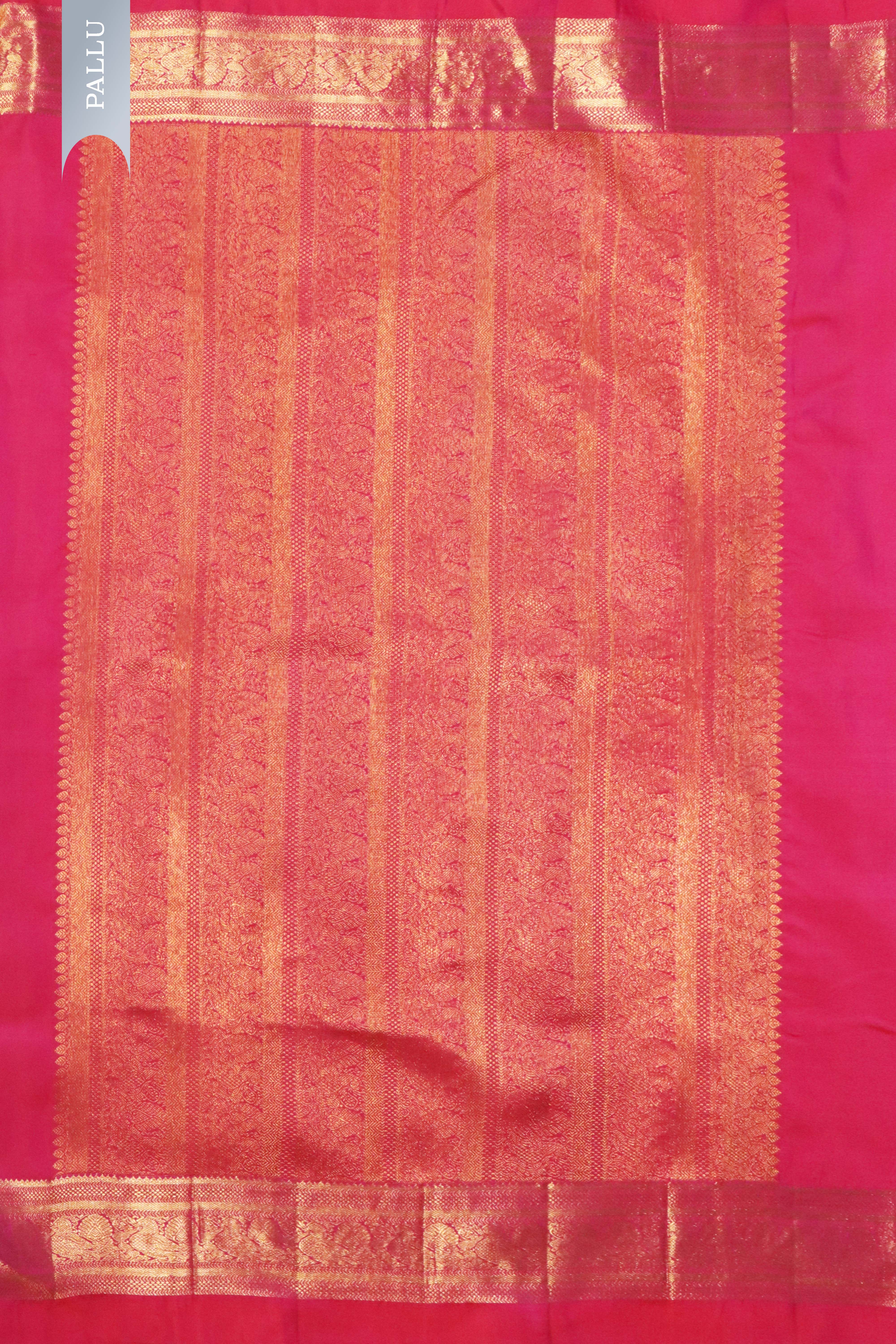 Tomato Pink Kanchivaram Silk Saree with Zari Border