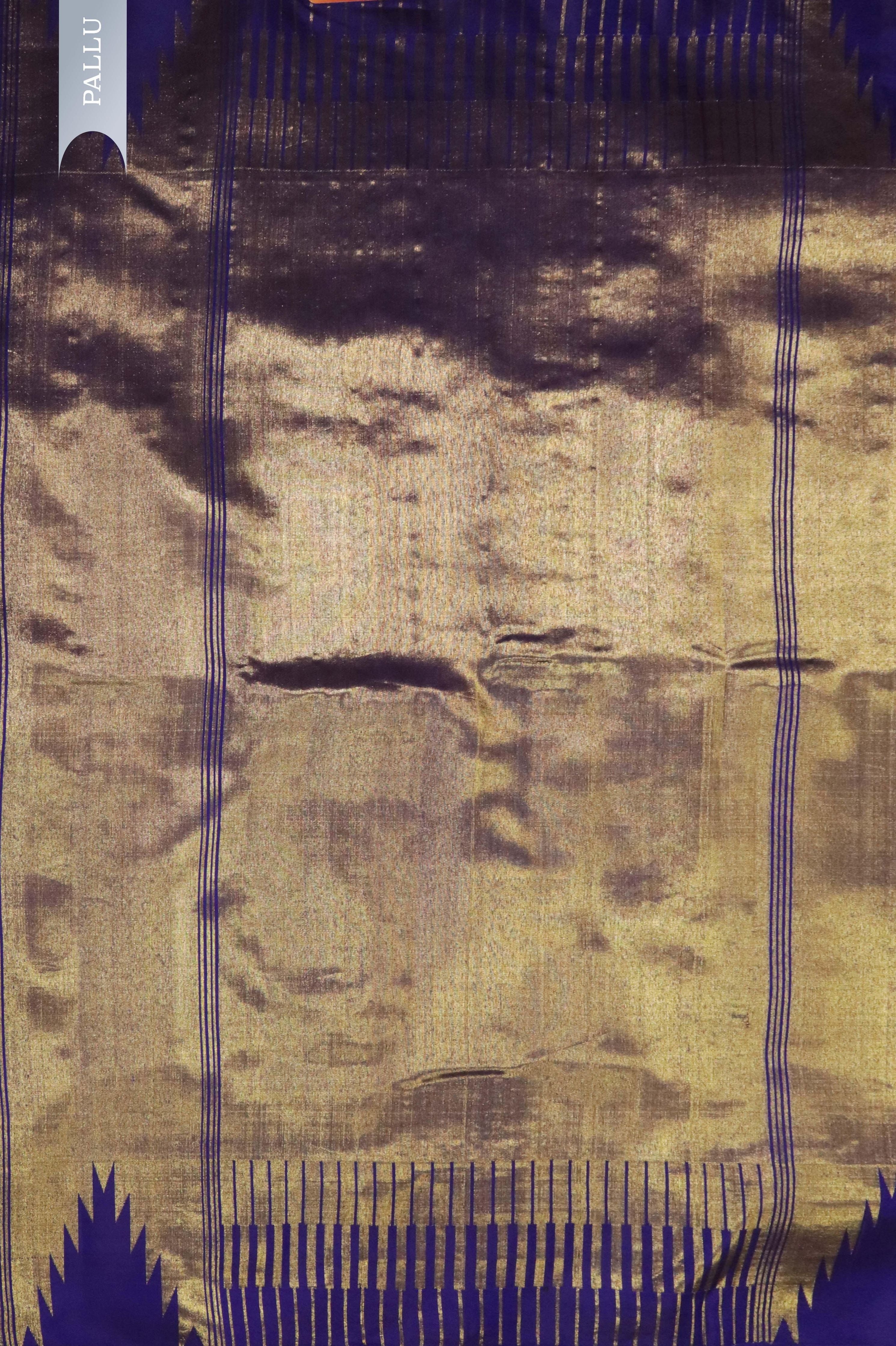 Purple Kanchivaram Silk Saree with Temple Zari Border - Mokshaa