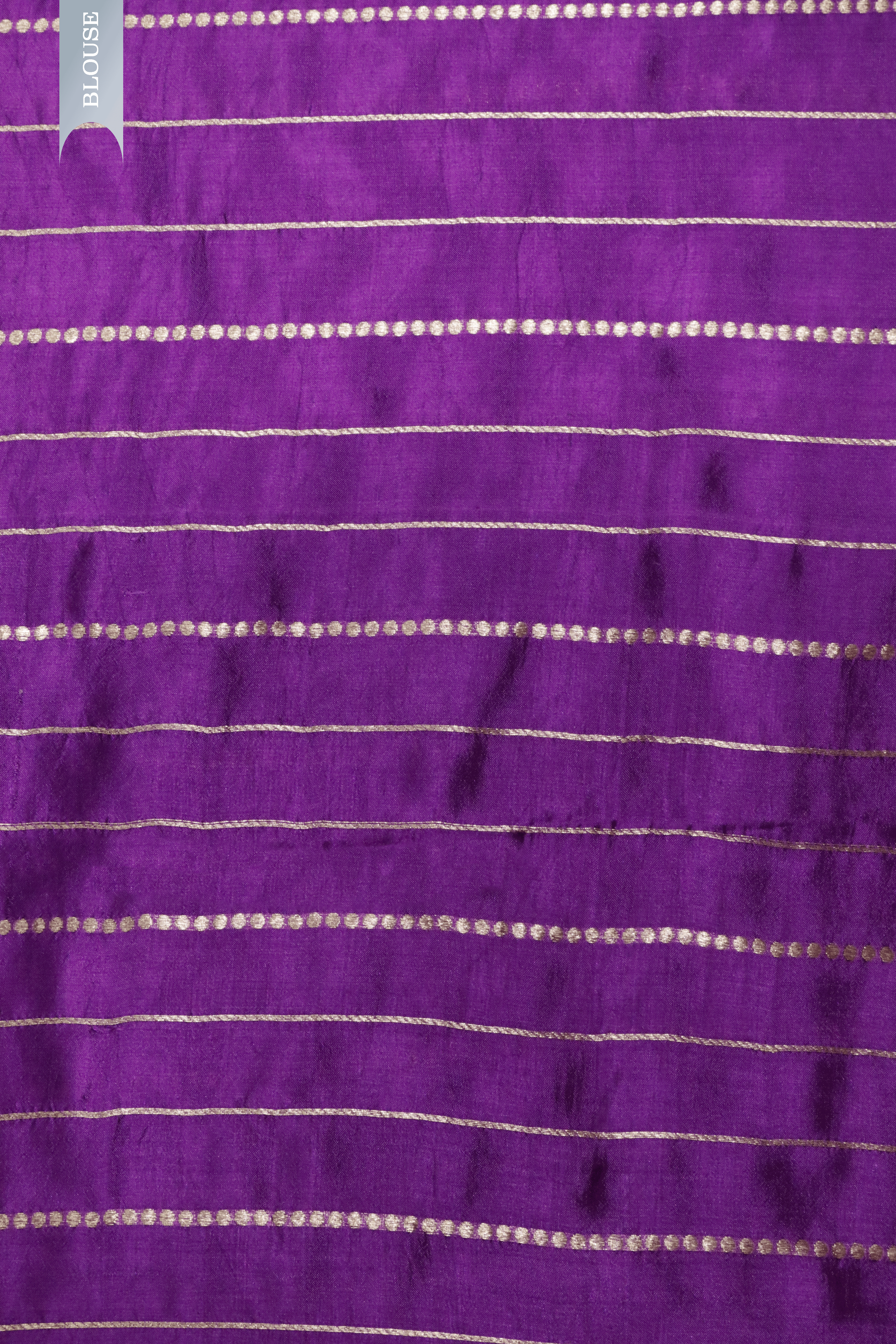 Violet Banarasi Chanderi Silk Saree with Gold Deer & Palm Motifs