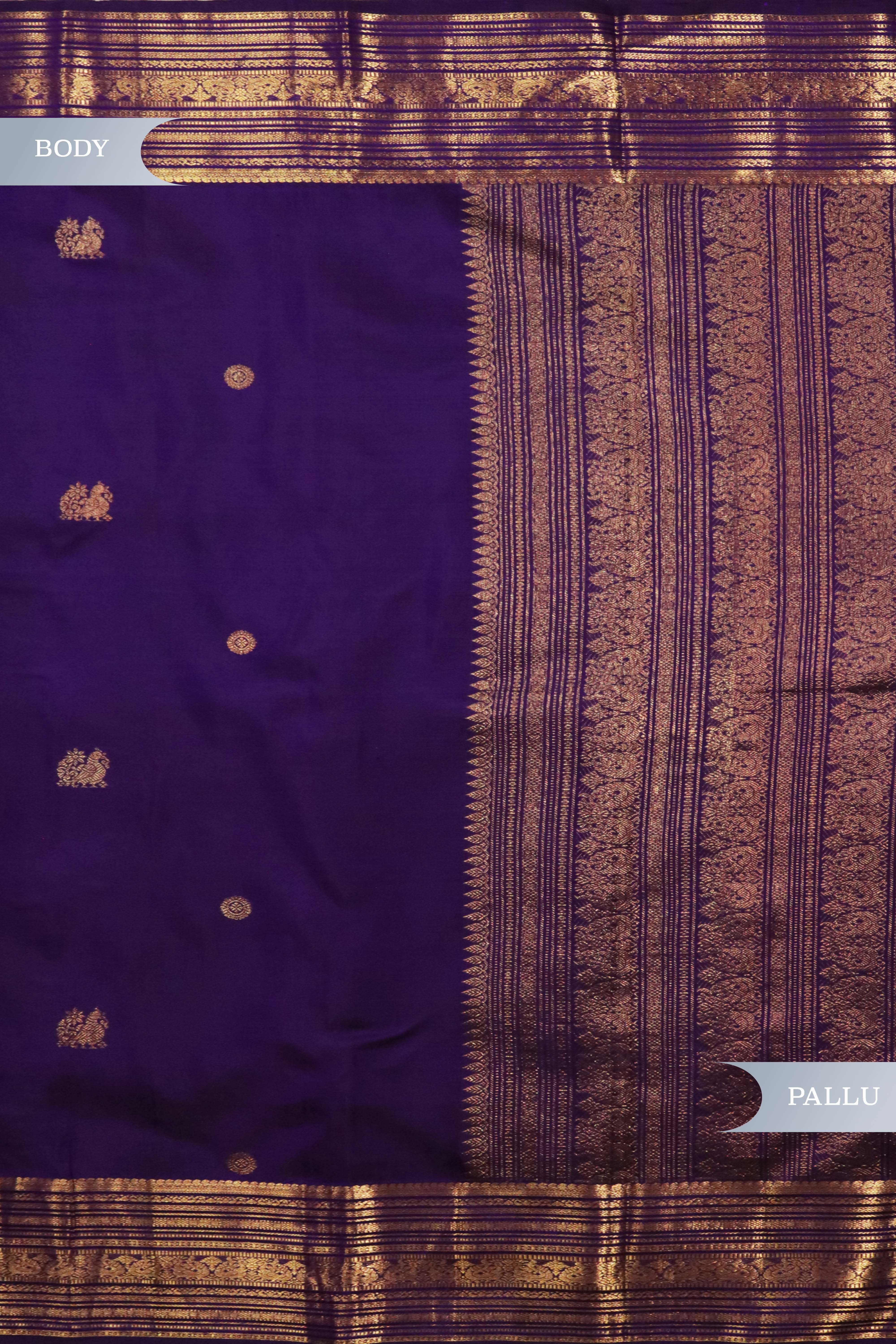 Purple Kanchivaram Silk Saree with Zari Butti