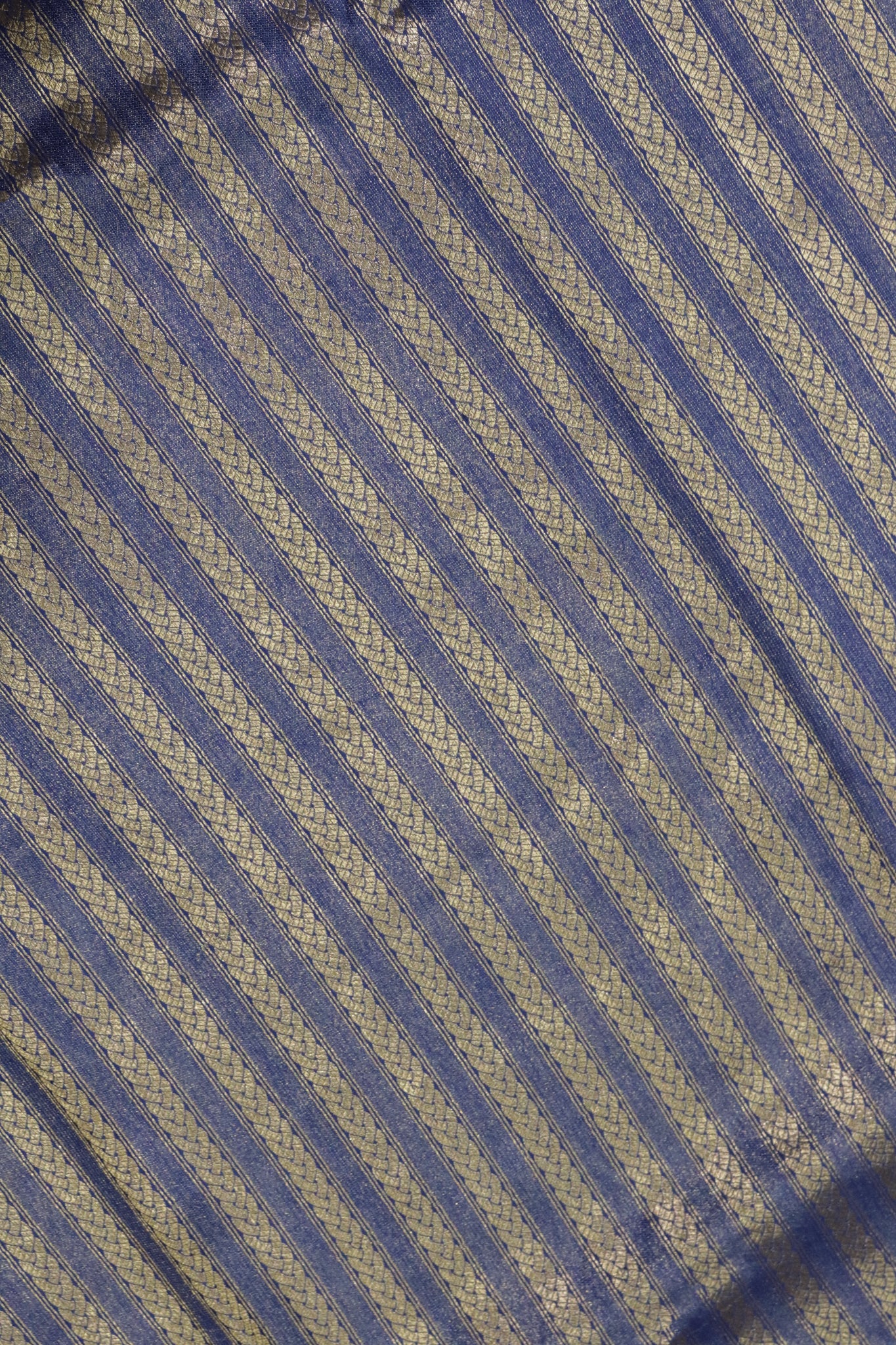 MS Blue Banarasi Silk Saree with Zari Stripes & Border