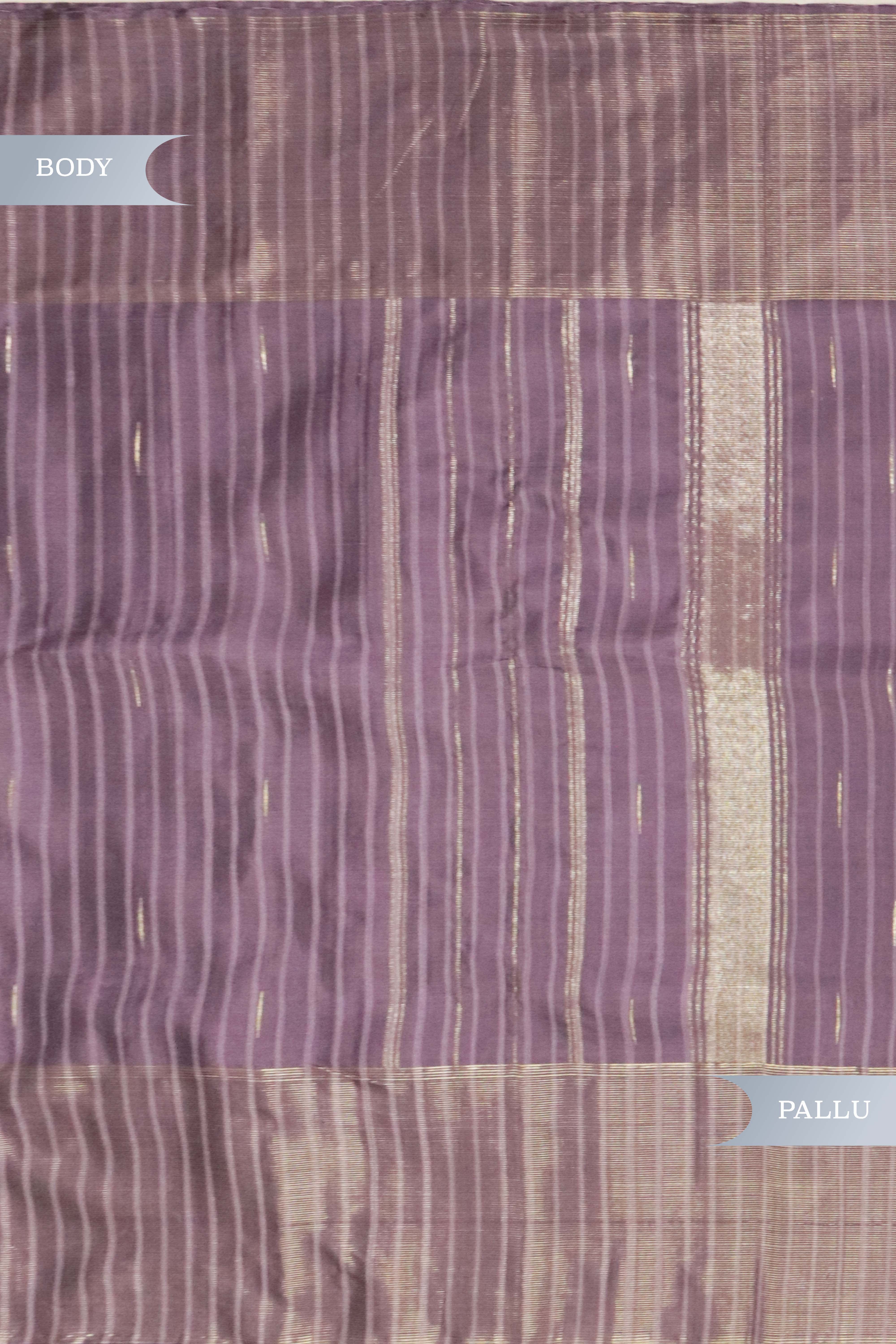 Lilac Kanchivaram Silk Saree with Zari Border