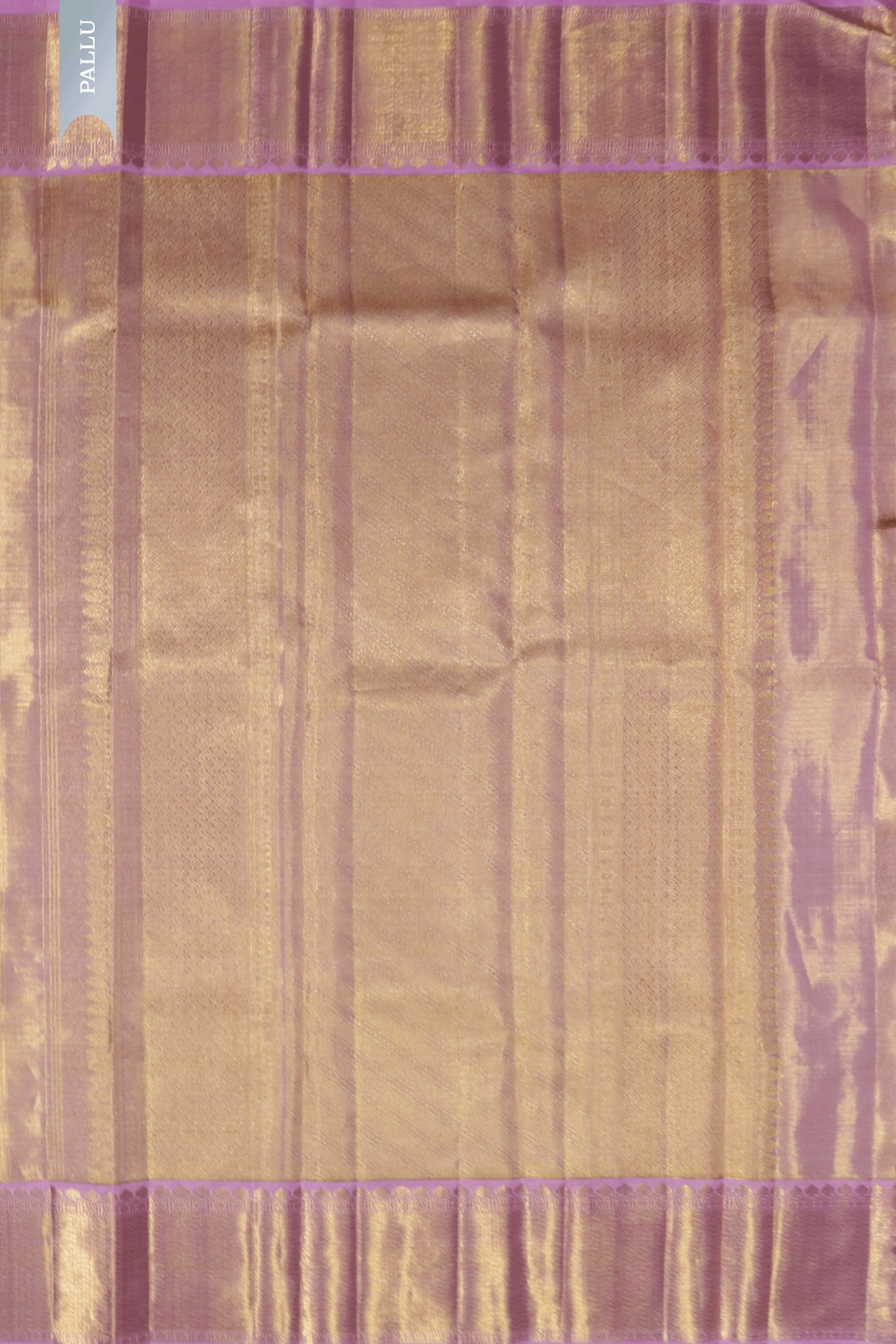 Golden Silver Tissue Silk Kanchivaram Saree with Light Pink Contrast Border