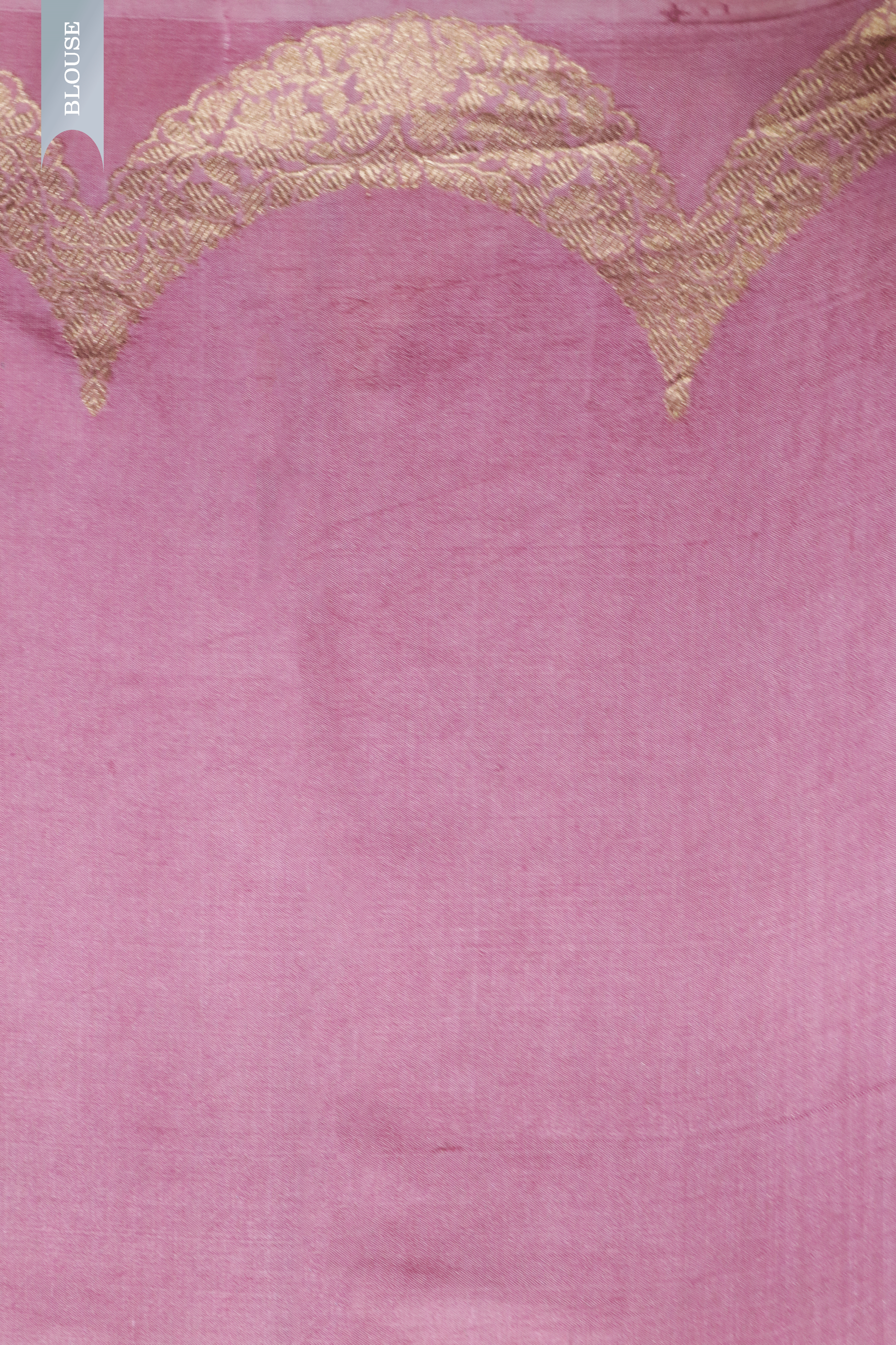 Baby Pink Banarasi Chanderi Silk Saree with Gold Scallop Border