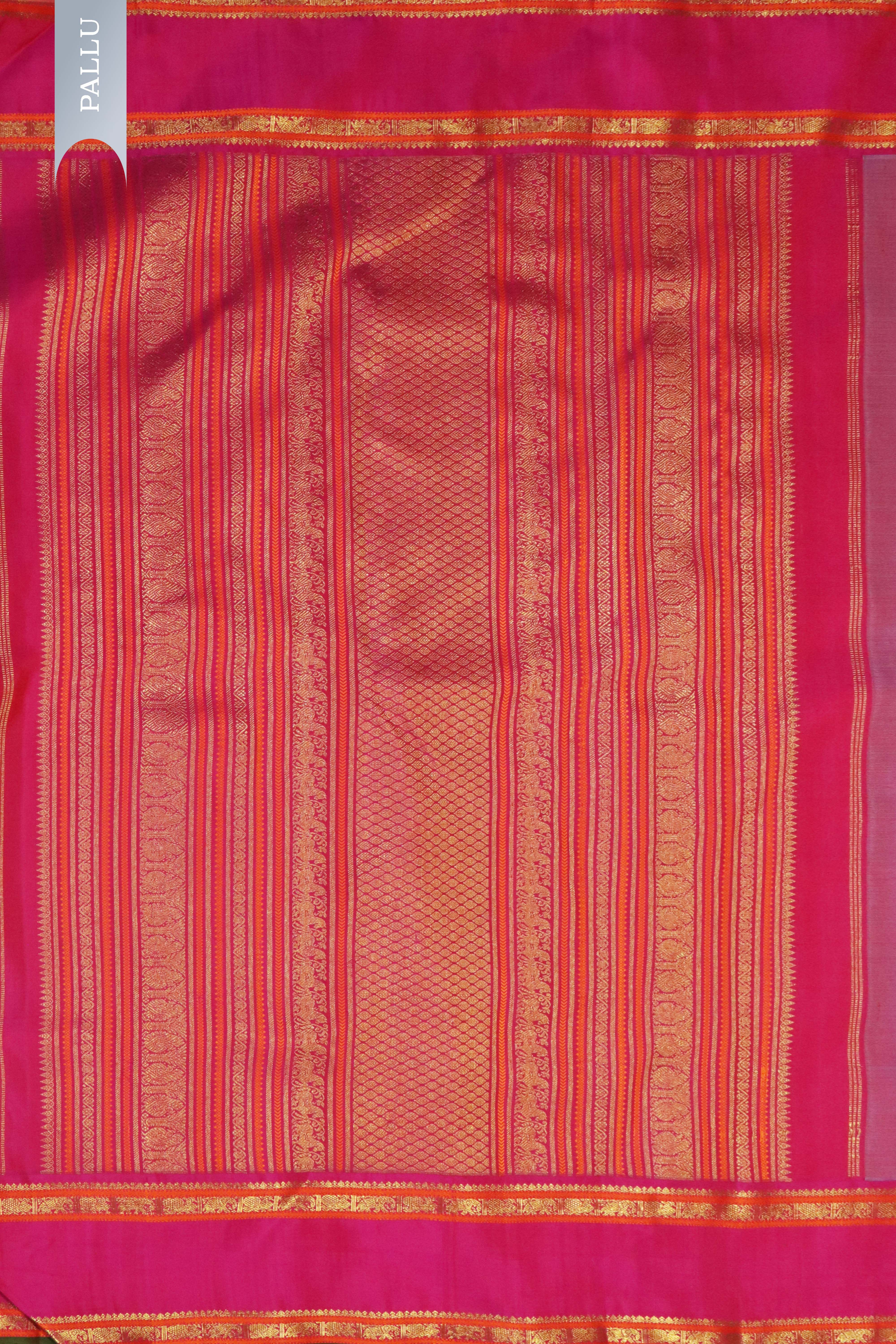 Pista Green Kanchivaram Silk Saree with Butta & Contrast Zari Border
