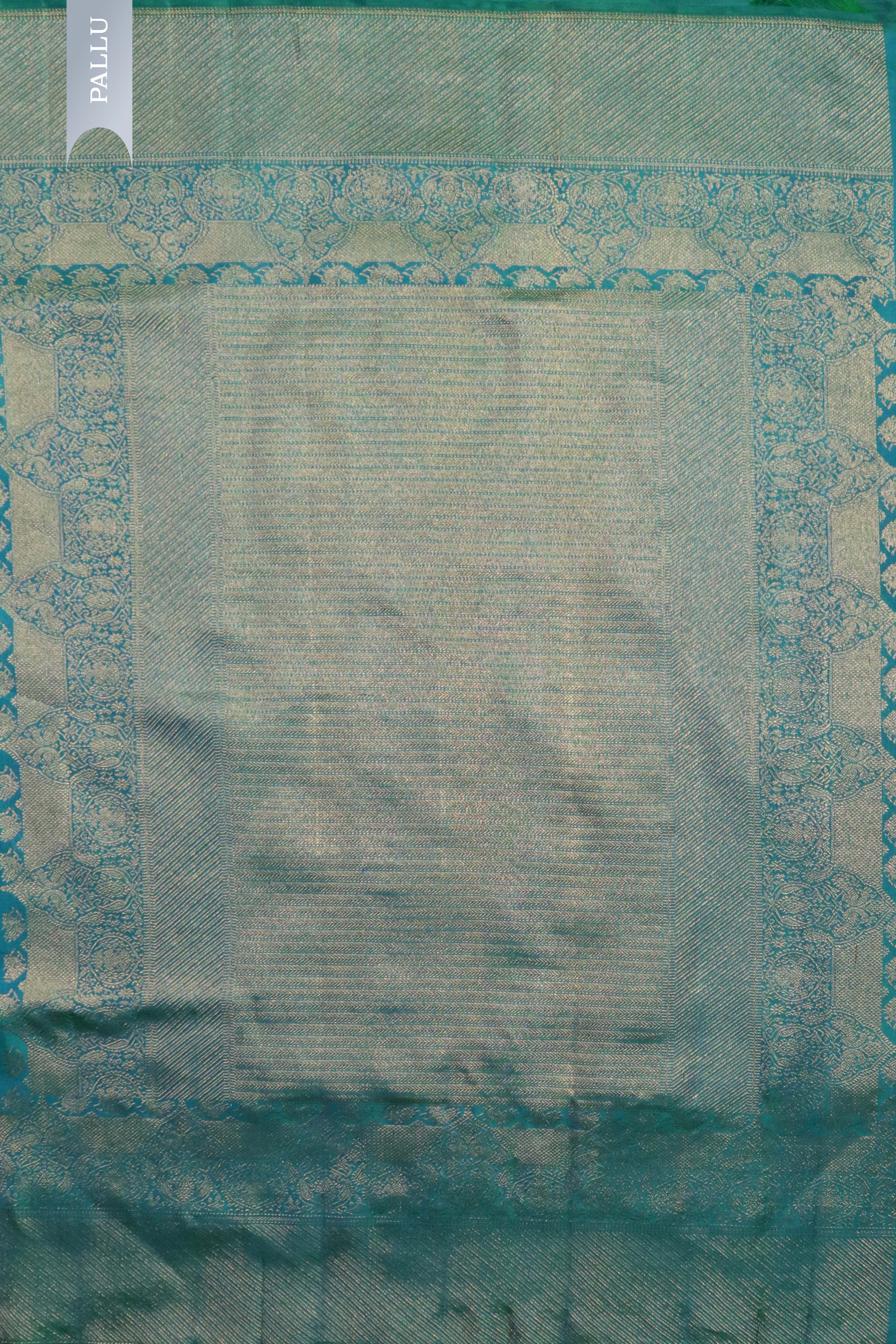 Turquoise Blue Kanchivaram Silk Saree with Fancy Zari Butta