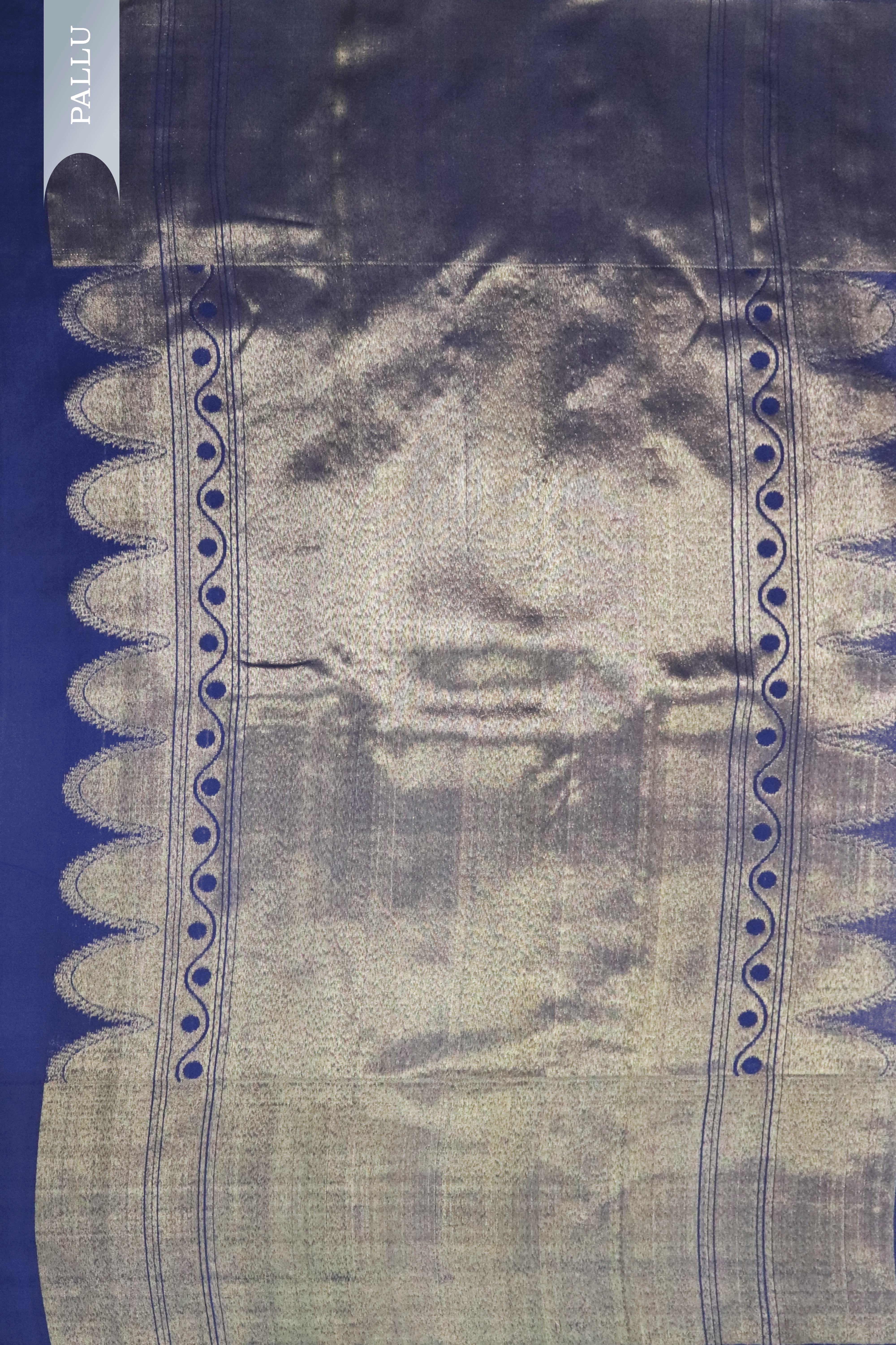 Navy Blue Kanchivaram Silk Saree with Floral Motifs