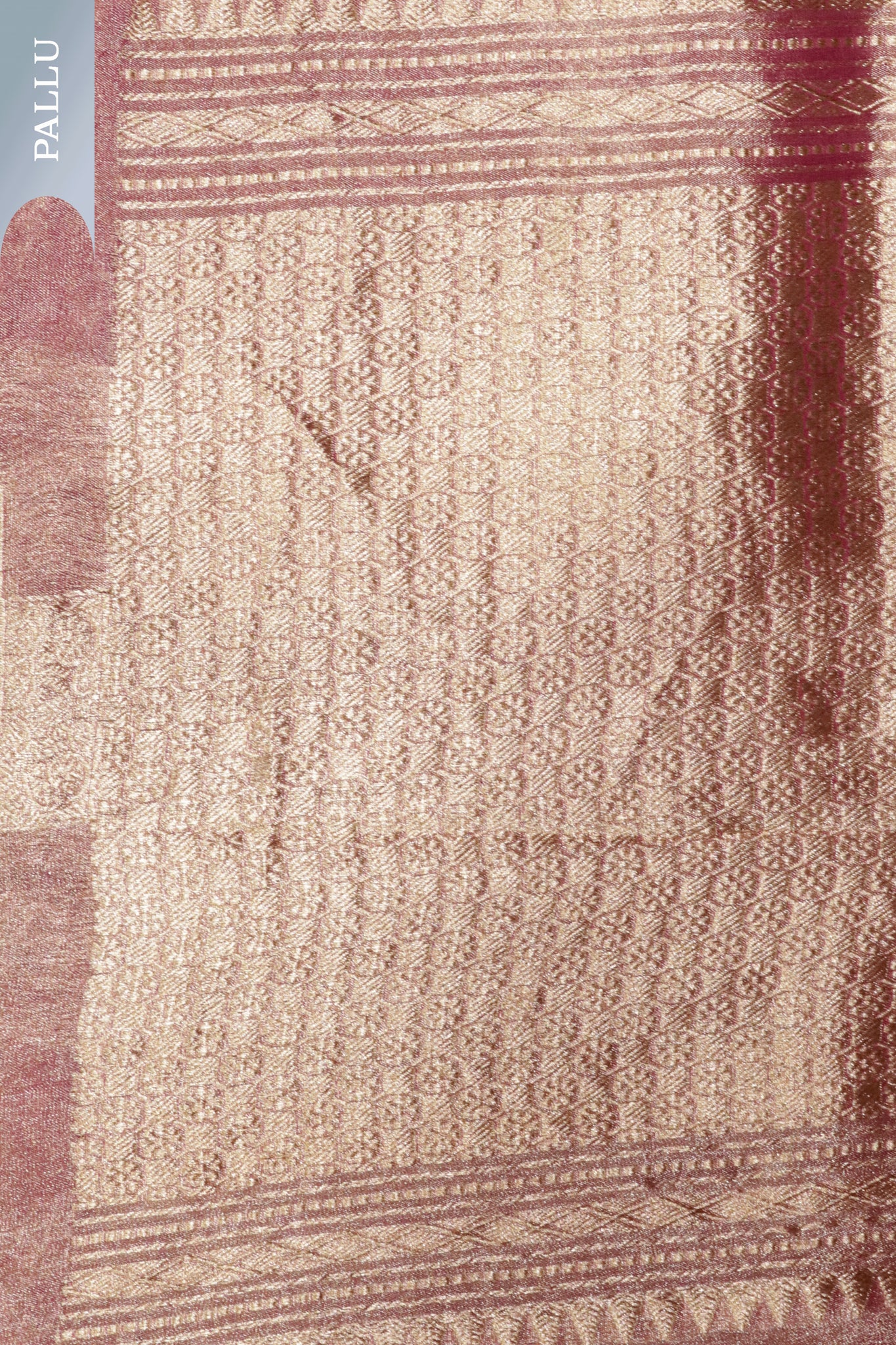 Golden Rani Pink Banarasi Tissue Saree with Gold & Silver Striped Weaving