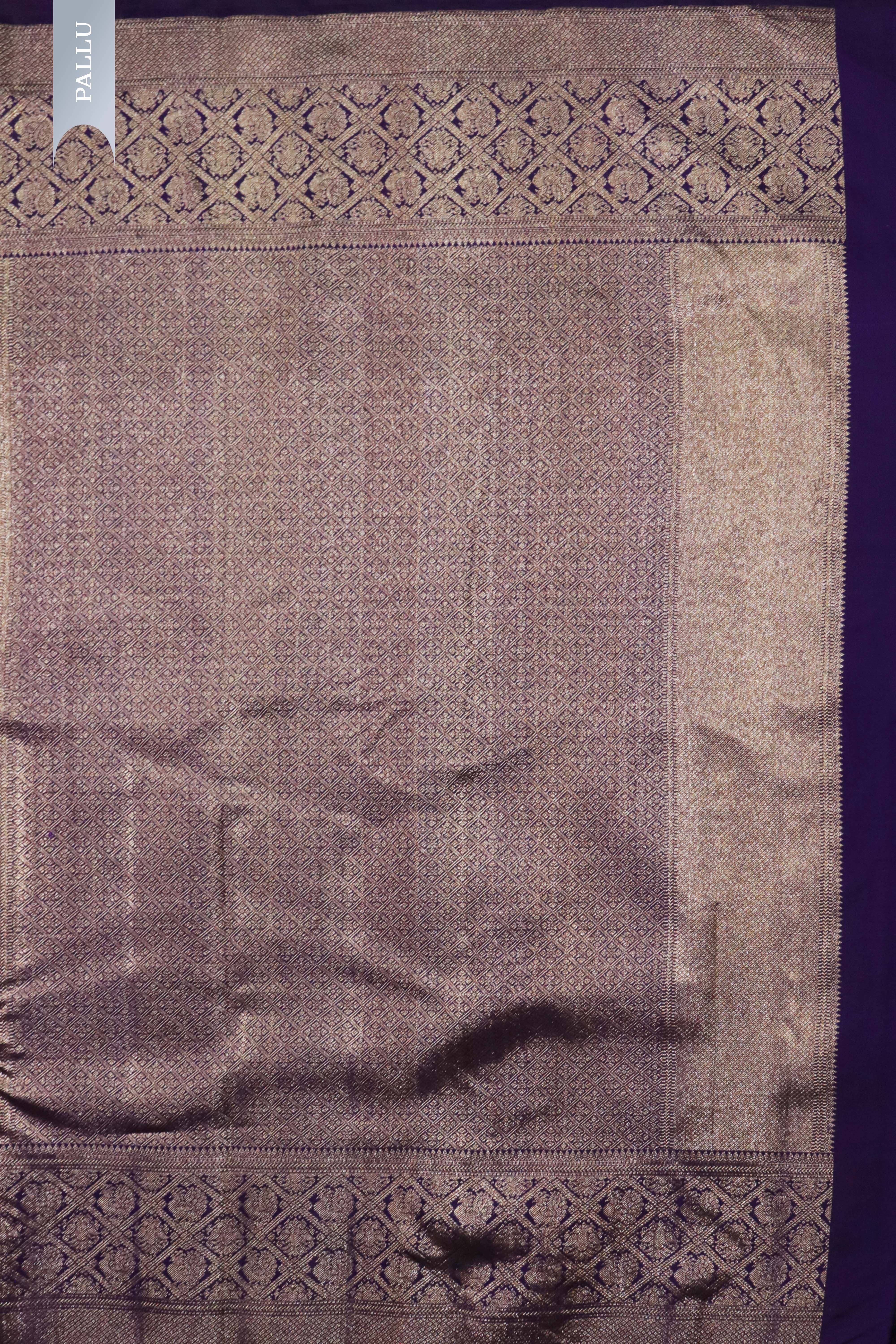 Purple Kanchivaram Silk Saree with Zari Butti & Fancy Border