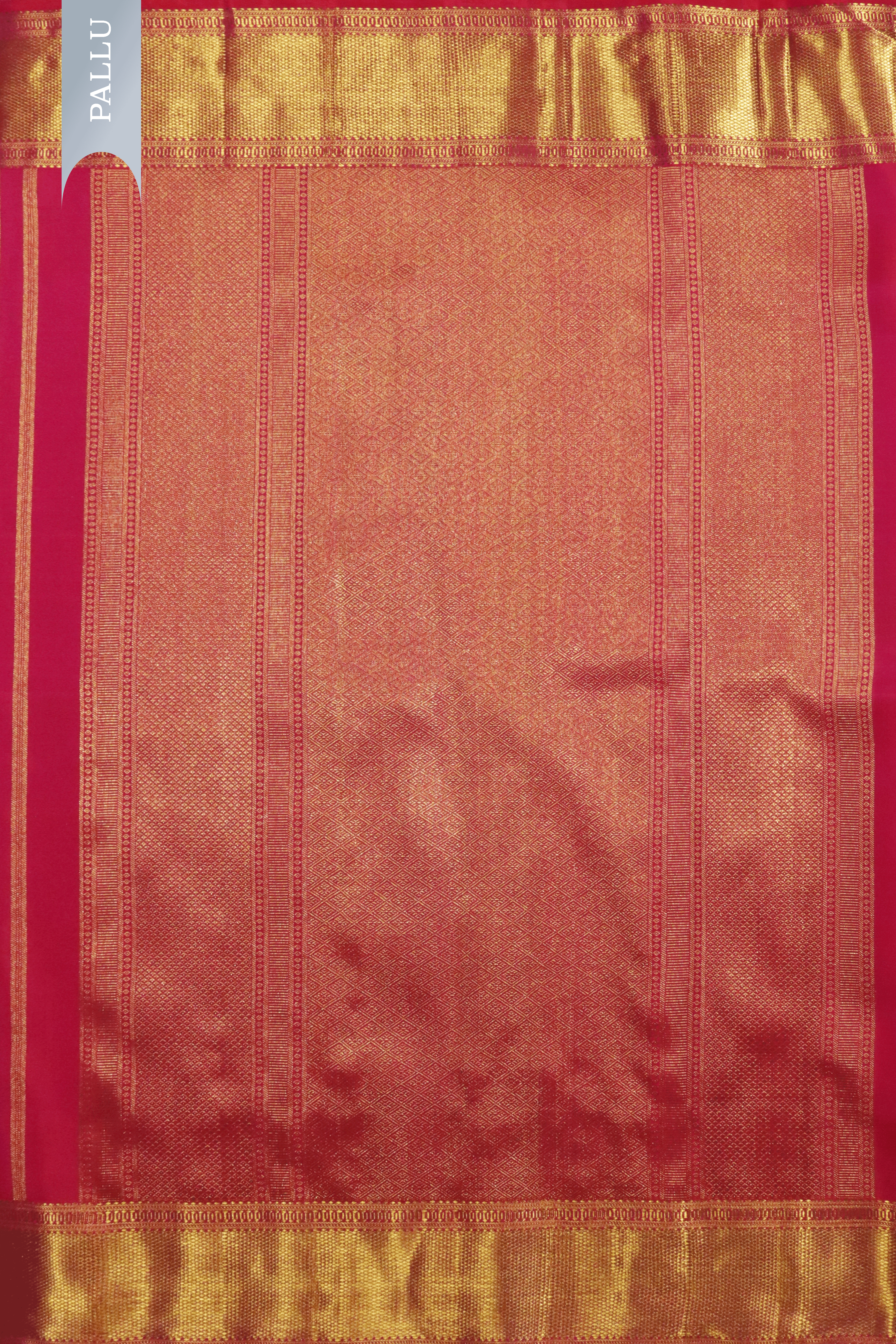Reddish Pink Kanchivaram Silk Saree with Golden Zari Weaving & Border